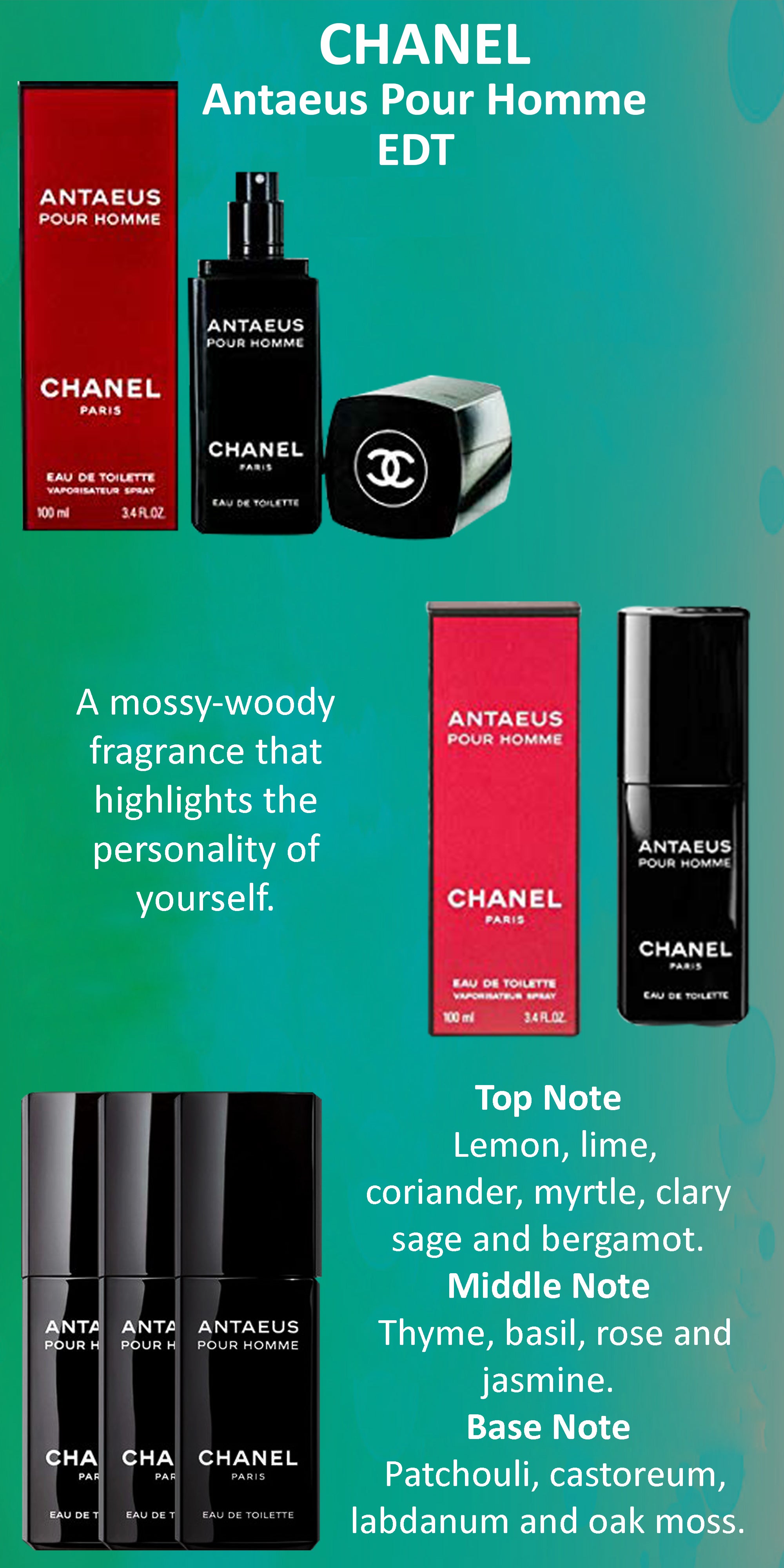 Chanel Paris Antaeus Pour Homme Eau De Toilette Spray Men 34 Oz TESTER   eBay