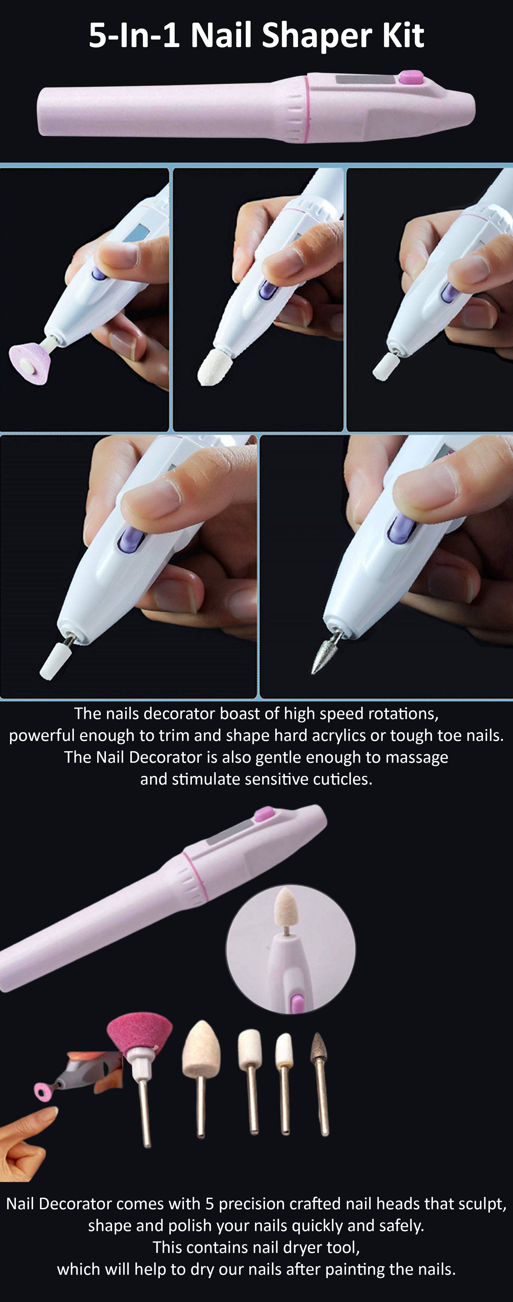 Amazon.com: Upscale 5 In 1 Manicure Combination Nail Trimming Kit Electric  Salon Shaper Pedicure Polish Tool : Beauty & Personal Care