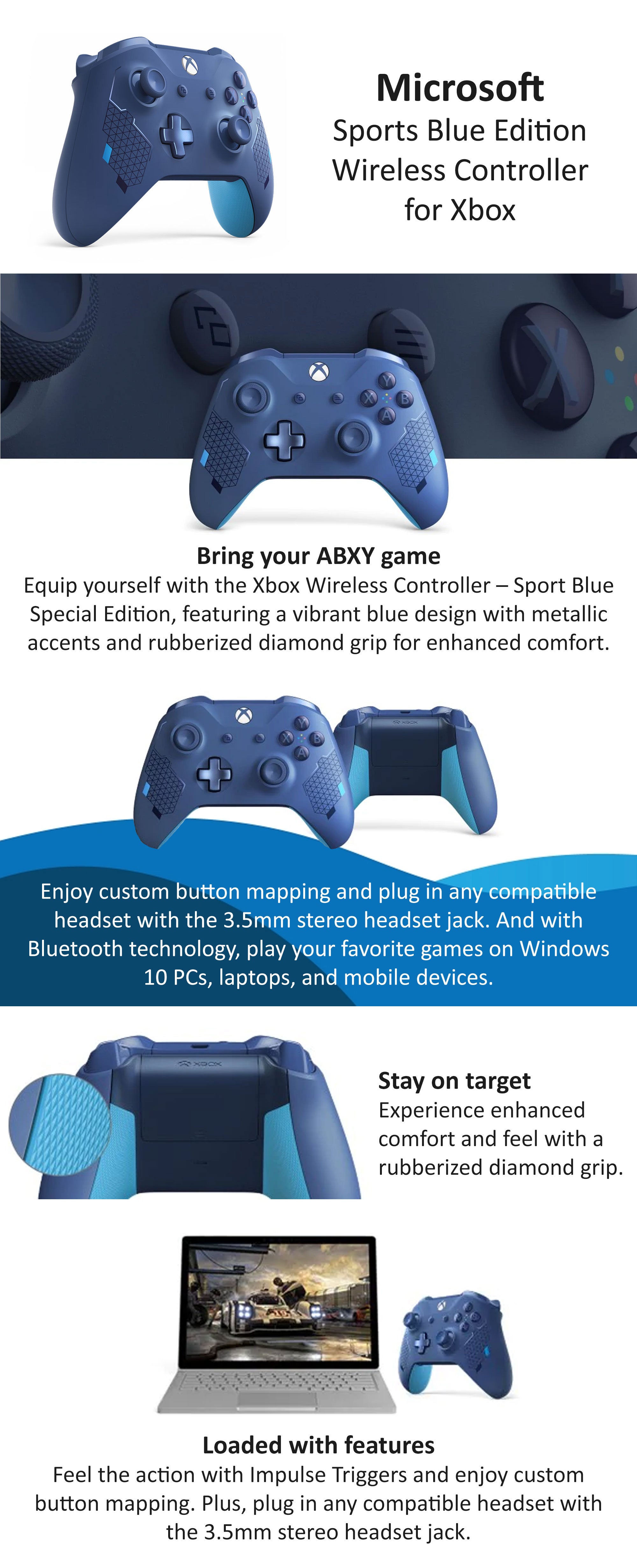 xbox one sport blue wireless controller