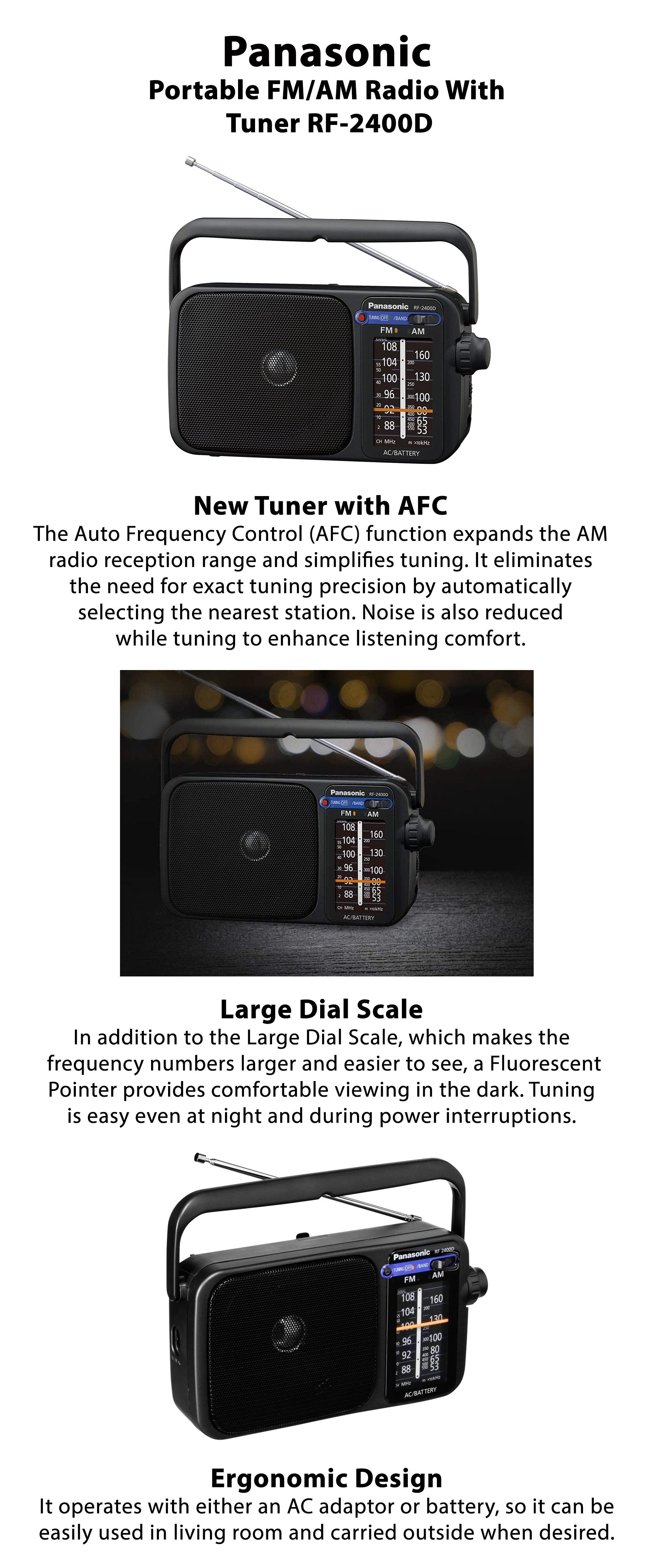 Panasonic RF-2400D Portable FM/AM Radio with AFC Tuner RF-2400