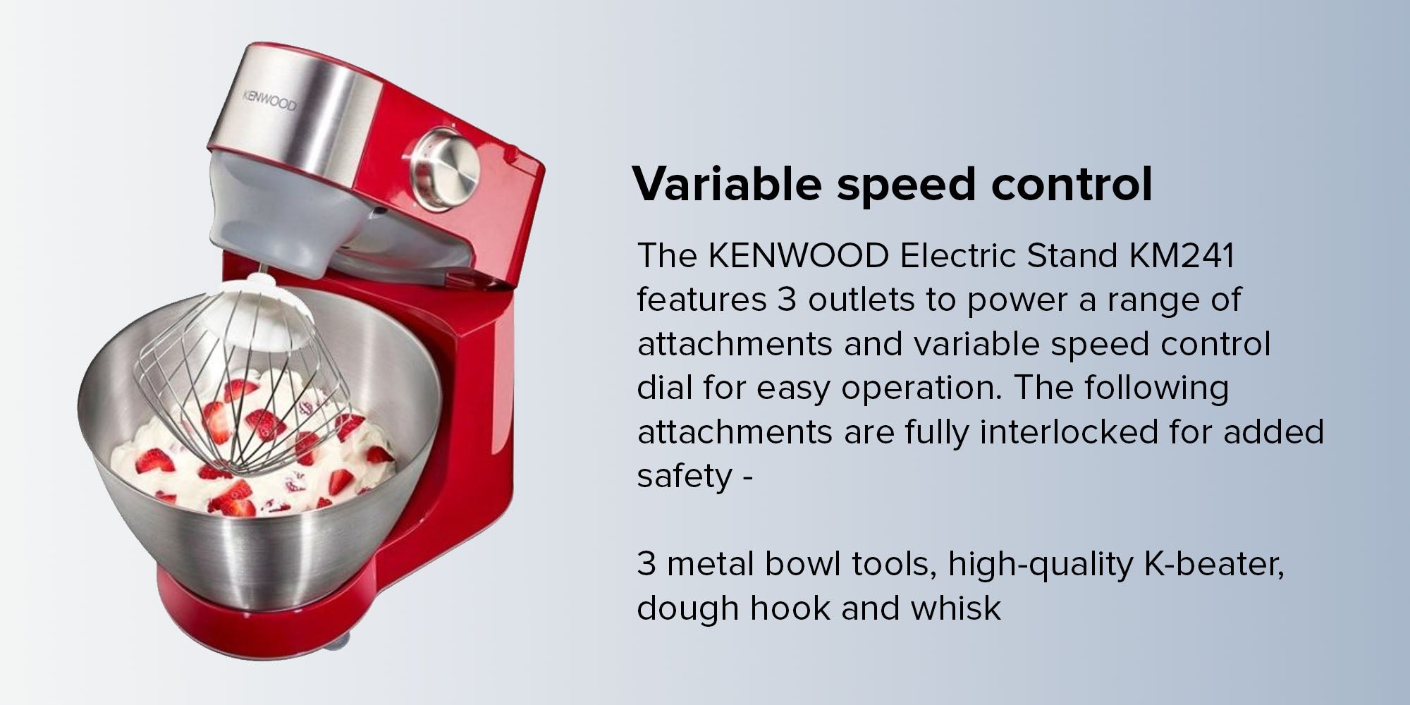 KENWOOD Electric Stand Mixer 900W 4.3 L 900.0 W KM241 Red/Silver