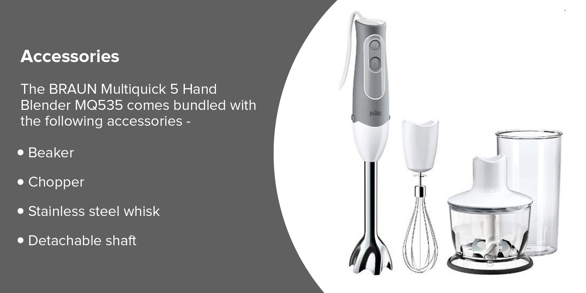 BRAUN Multi Quick Hand Blender 600.0 W MQ535 White/Silver UAE