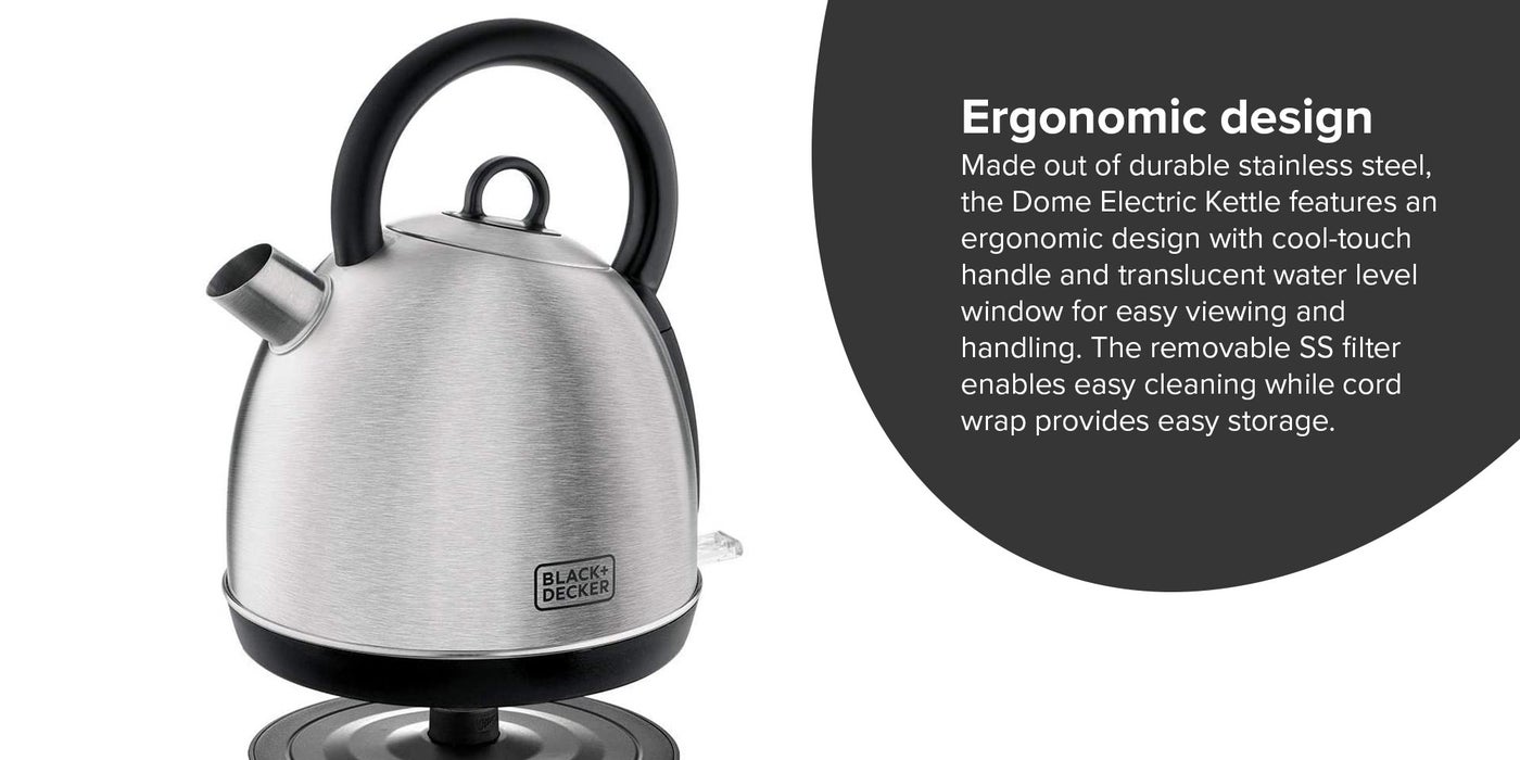 Black+Decker 1.7L Stainless Steel Dome Kettle DK40B5 PLUGnPOINT The Marketplace