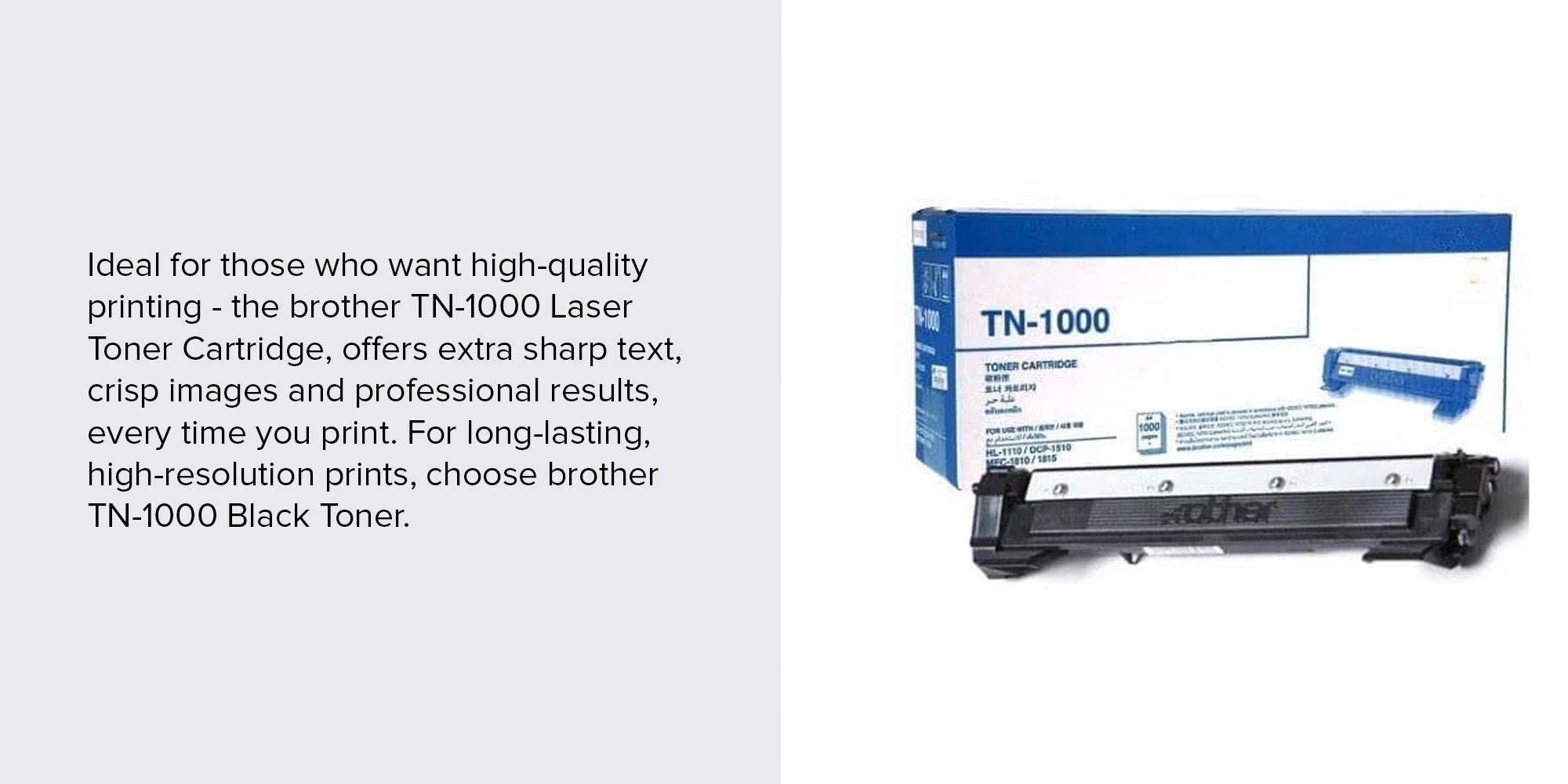 Brother TN-1000 Black Original Toner Catridge For HL-1110, HL