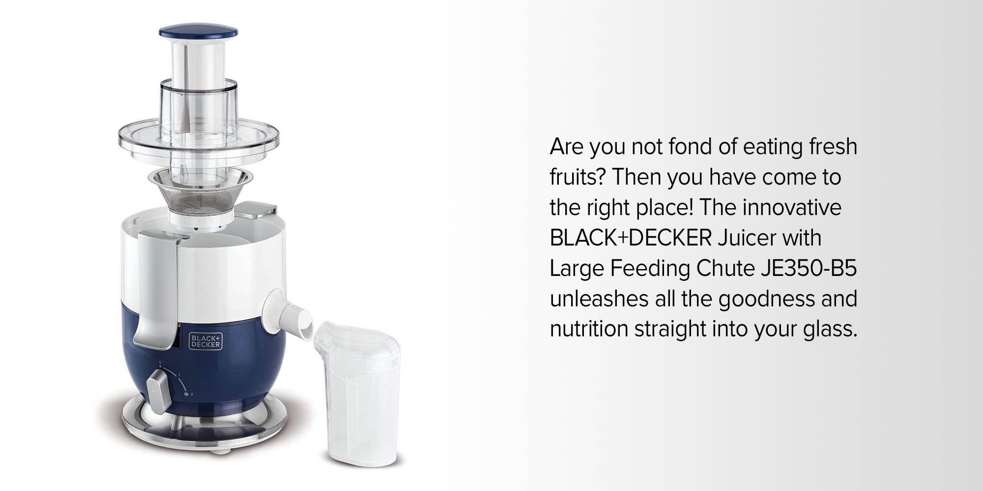 BLACK+DECKER Juice Extractor with Wide Feeding Chute 1.3 L 400.0 W JE400-B5  White UAE