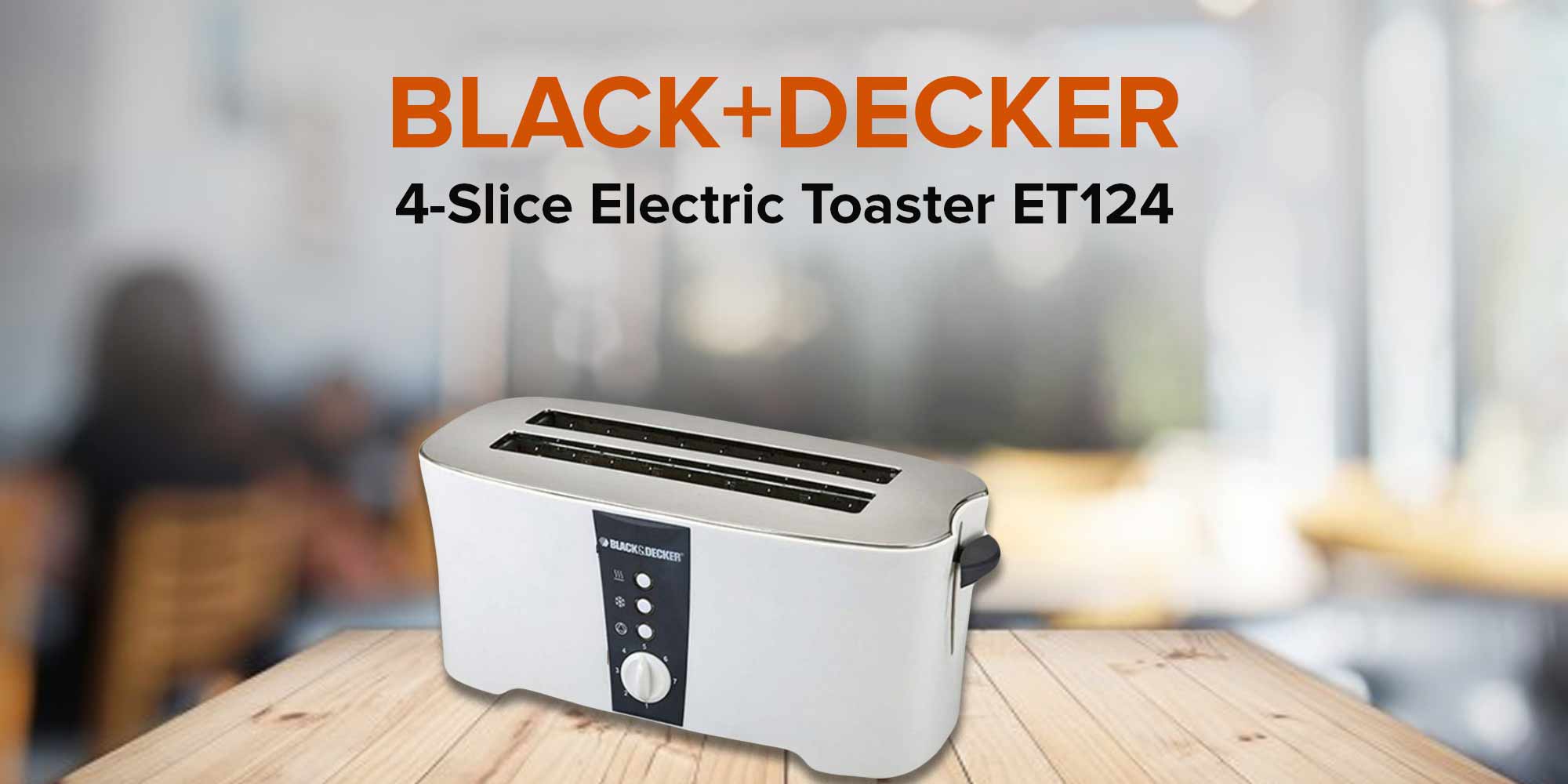 Black & Decker ET124 4 slice toaster 1350 Watts power with a cool