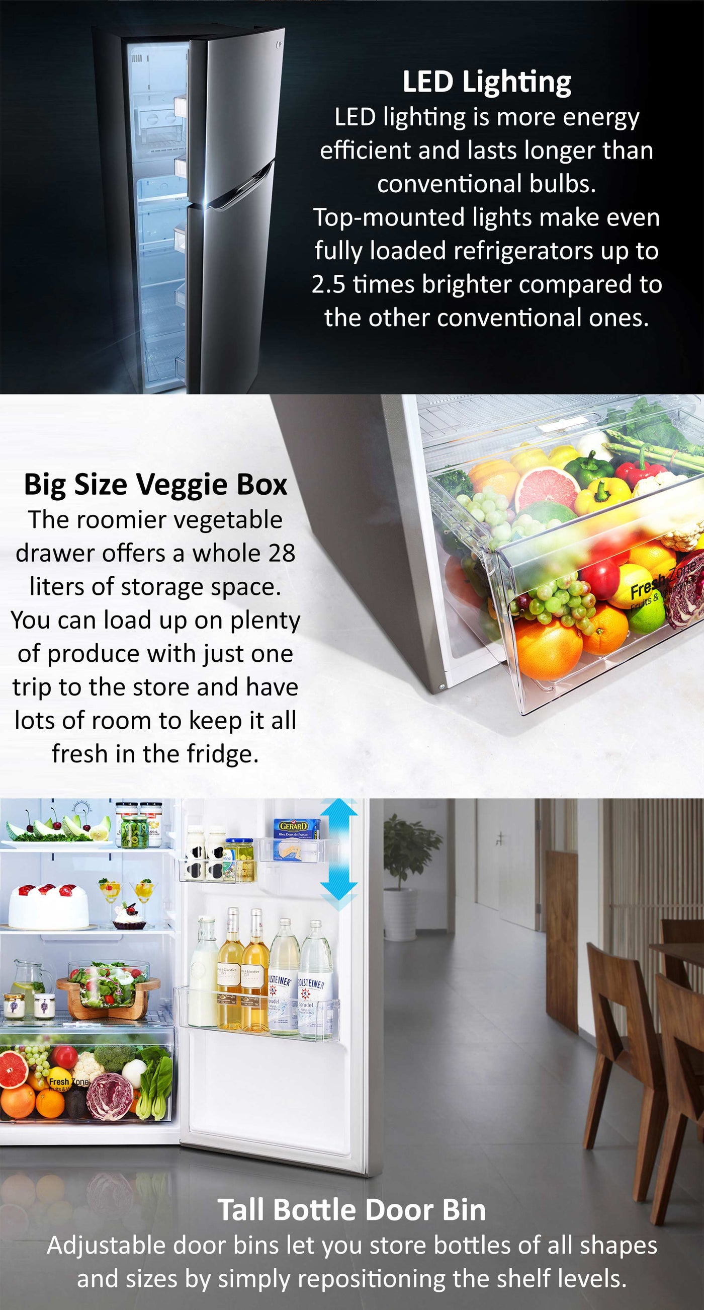 Lg Double Door Refrigerator Gross Capacity 402 L and Net Capacity 347.0