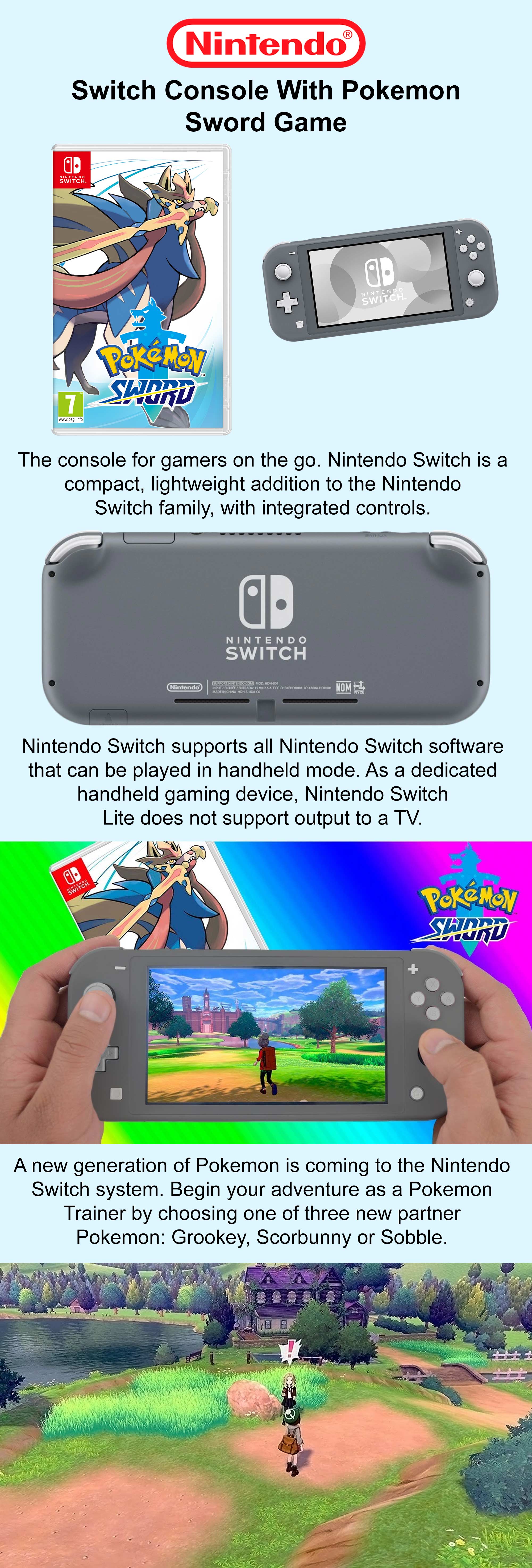 nintendo switch console with pokemon sword