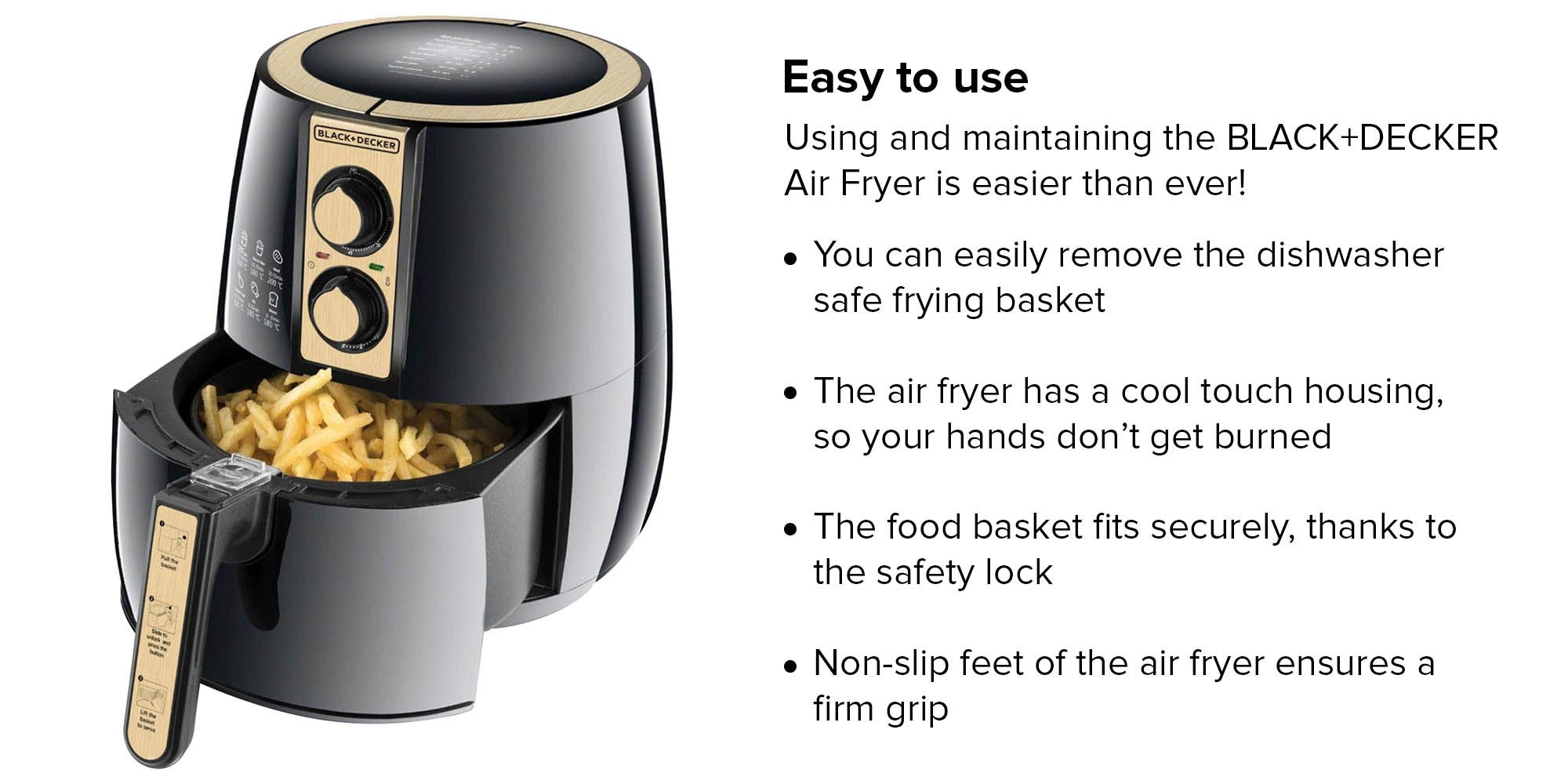 BLACK DECKER Air Fryer 4 L 1500 W AF400 Black Gold Egypt Cairo Giza