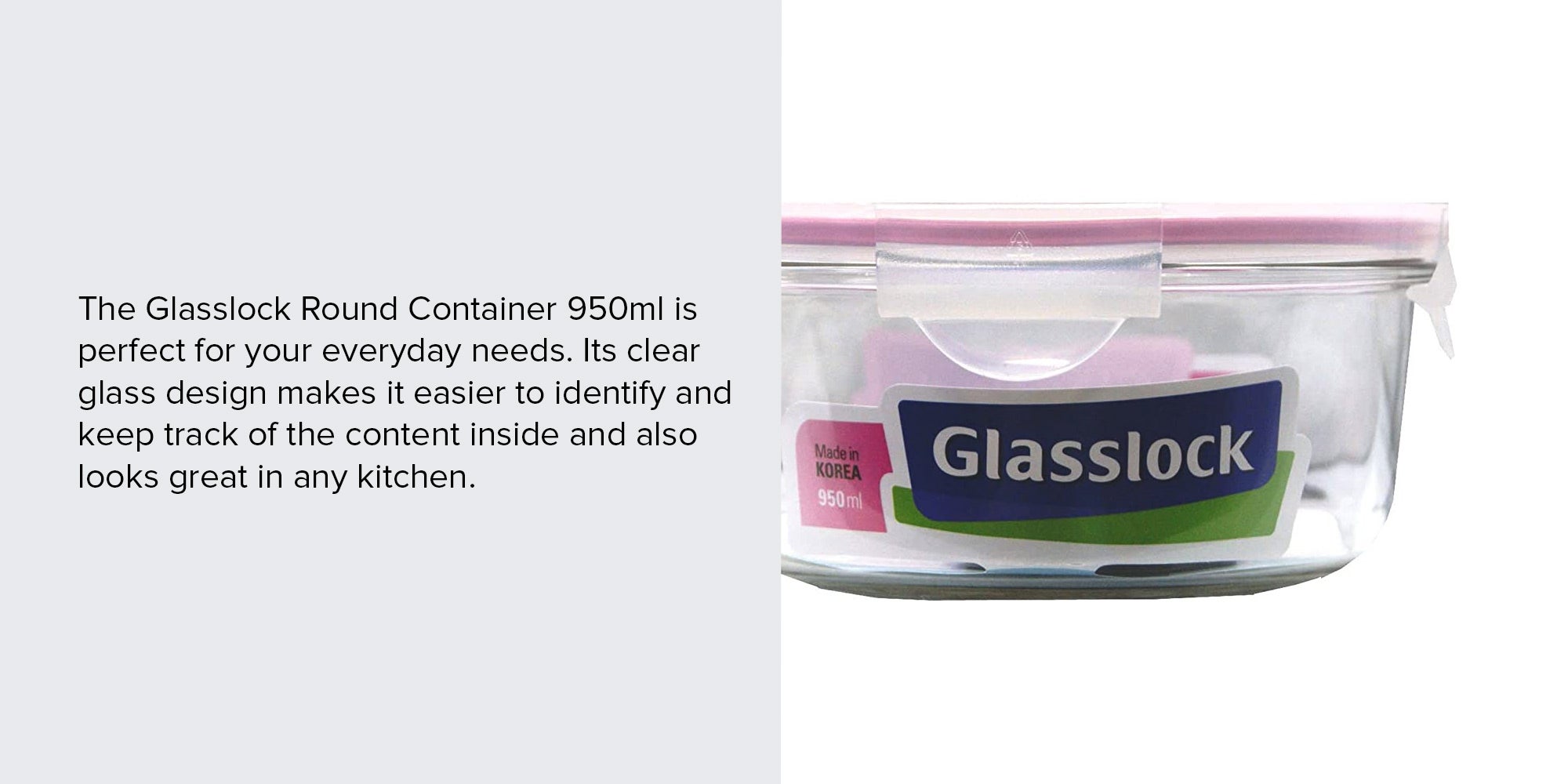 Glass Lock, Container Round 950 ml