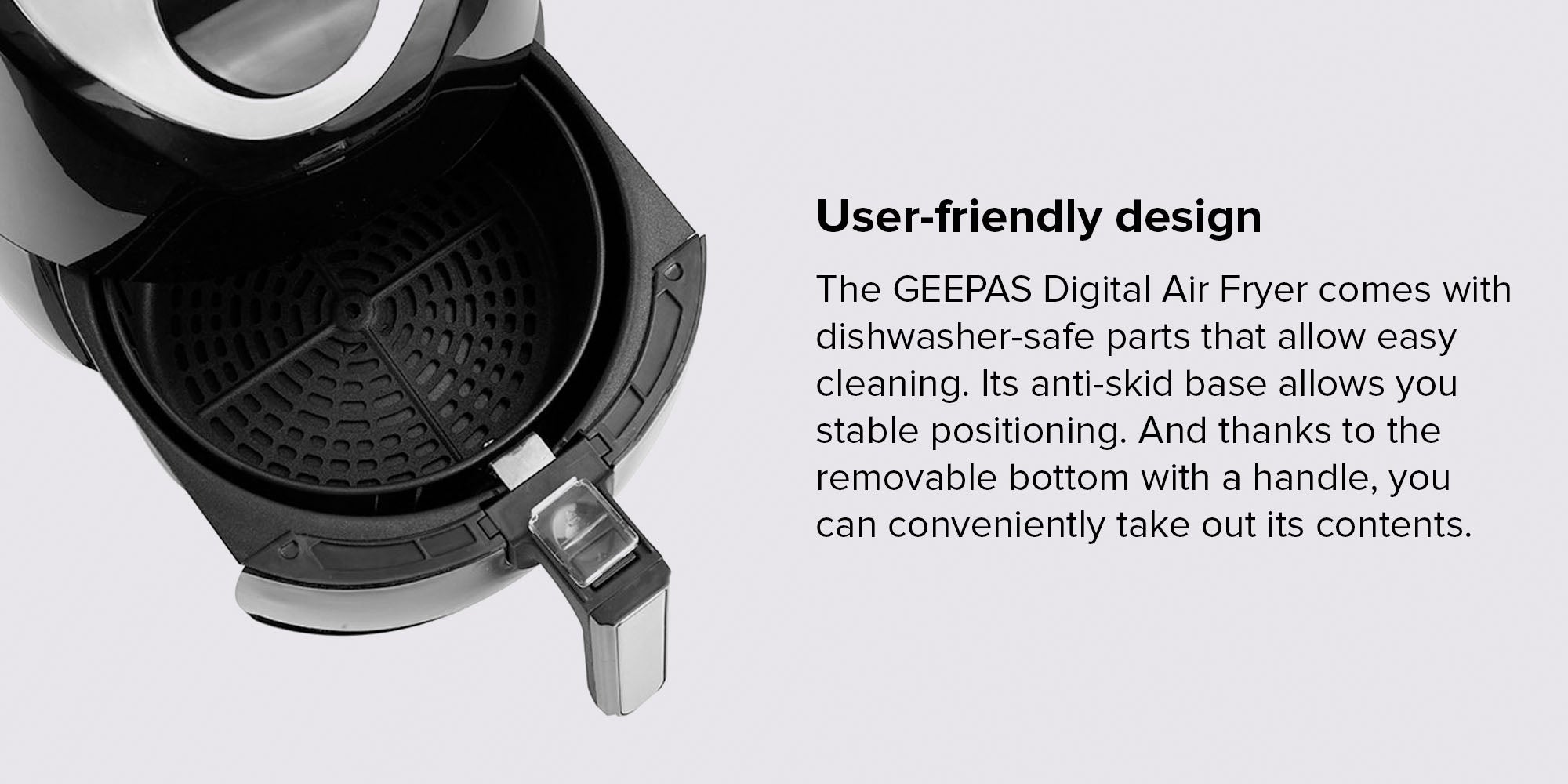 Geepas GAF37501 1500W Digital Air Fryer 3.5L- Hot Air Circulation  Technology for Oil Free Low
