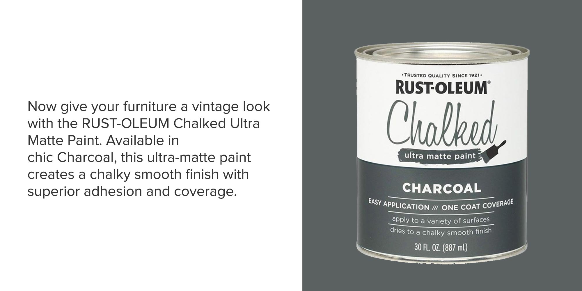 Rust-Oleum 285144 Chalked Ultra Matte Paint, 30 oz, Charcoal