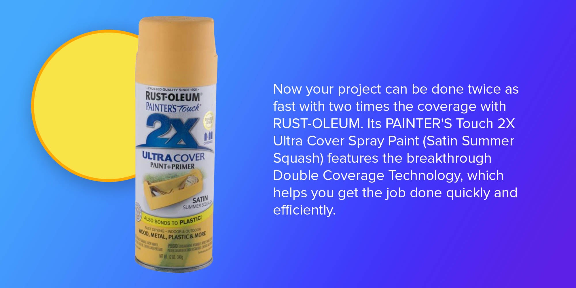 RUST-OLEUM Painter's Touch 2X Ultra Cover Satin Spray Paint Plus Primer Satin  Summer Squash UAE