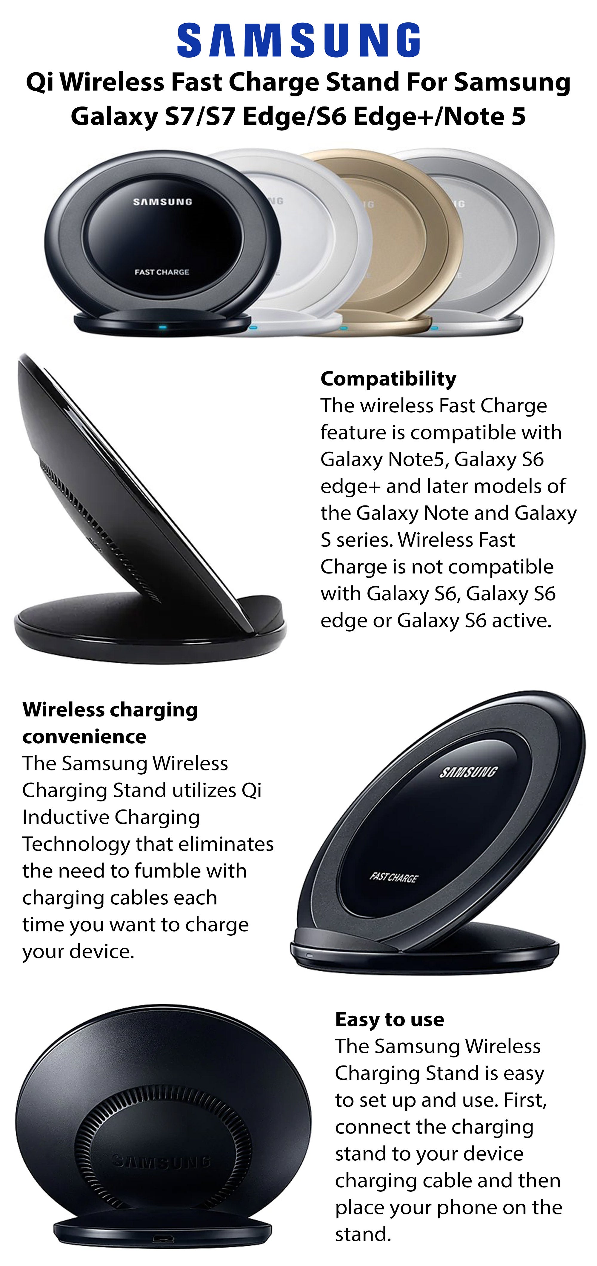 Samsung Qi Wireless Fast Charge Stand For Samsung Galaxy S7/S7 Edge/S6  Edge+/Note 5 Black UAE | Dubai, Abu Dhabi