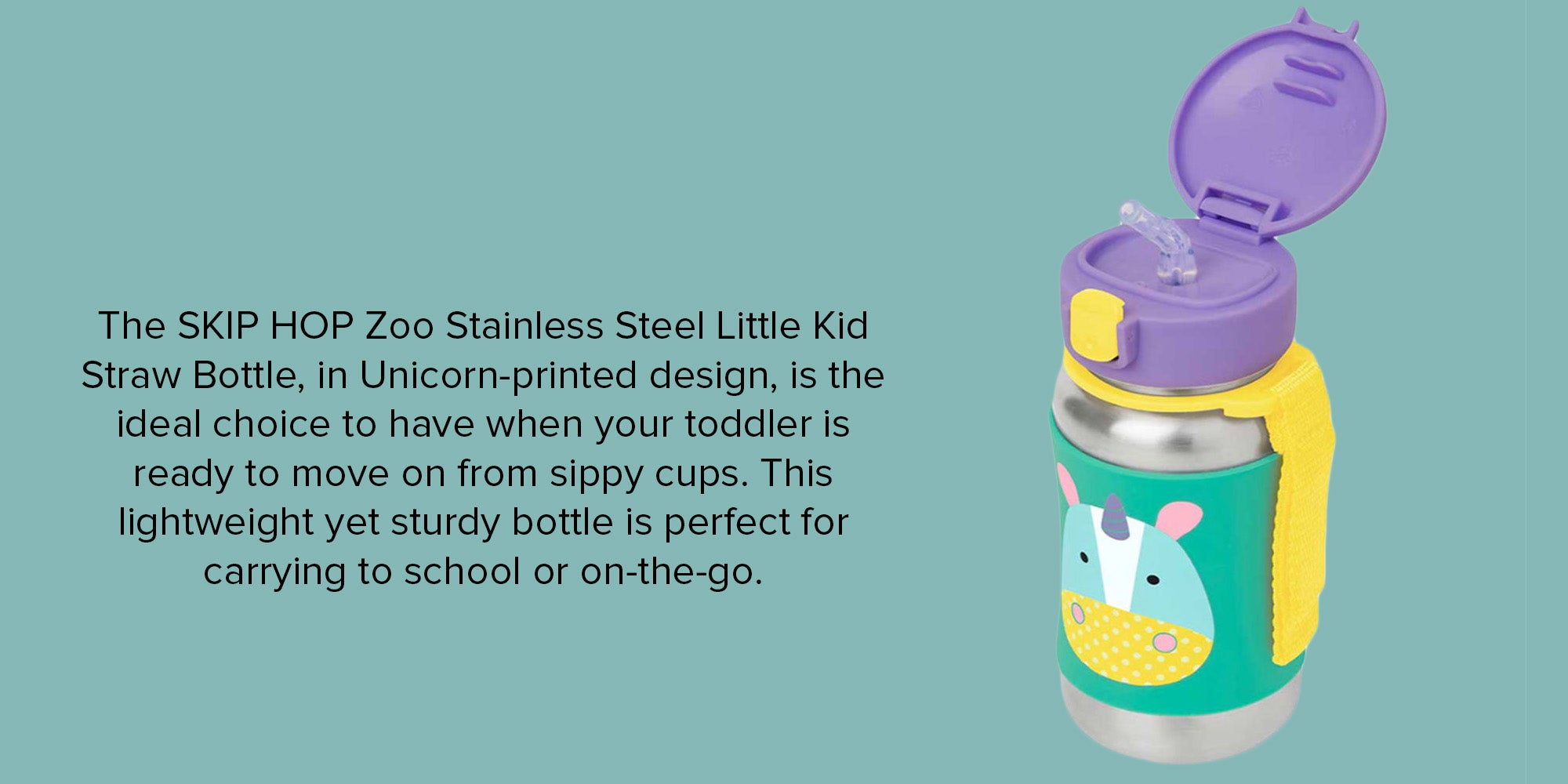 Unicorn Zoo Stainless Steel Little Kid Straw Bottle