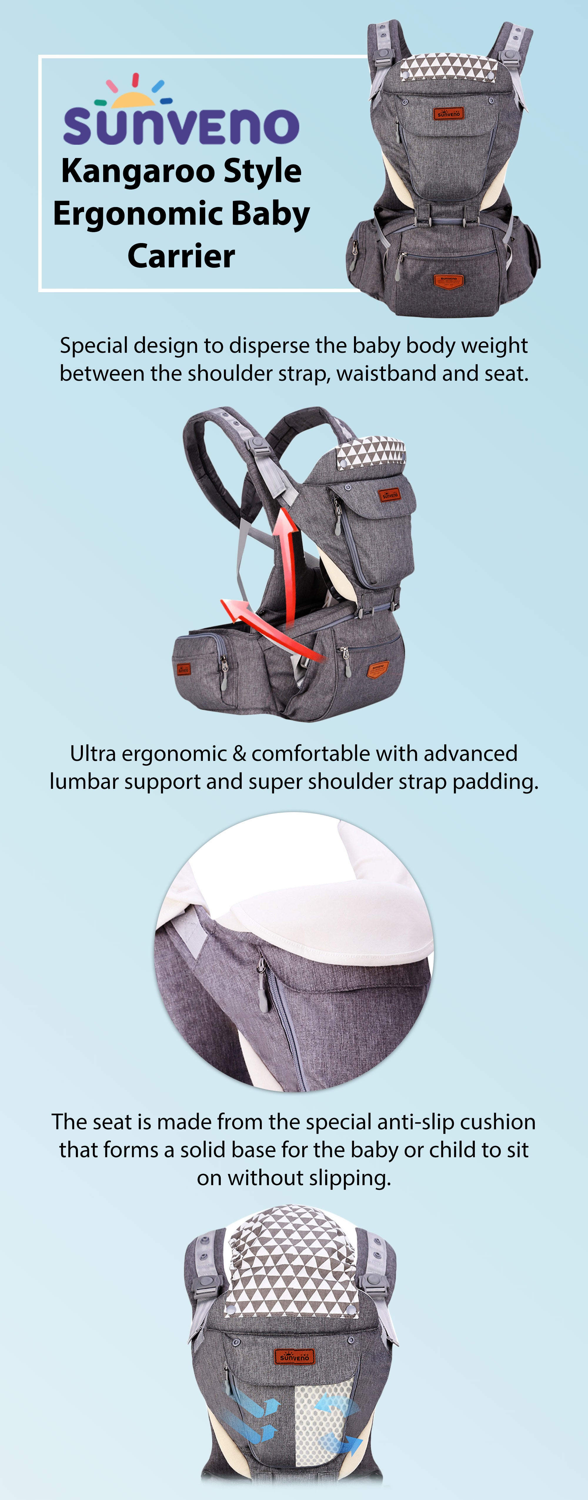 Sunveno kangaroo style hot sale ergonomic baby carrier