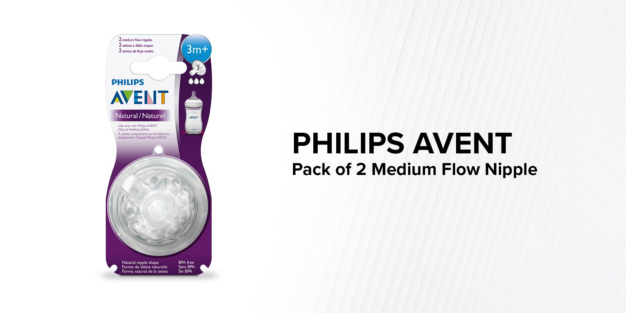 Philips Avent Tétines de Biberon - 2 Pack - Natural - Medium Flow