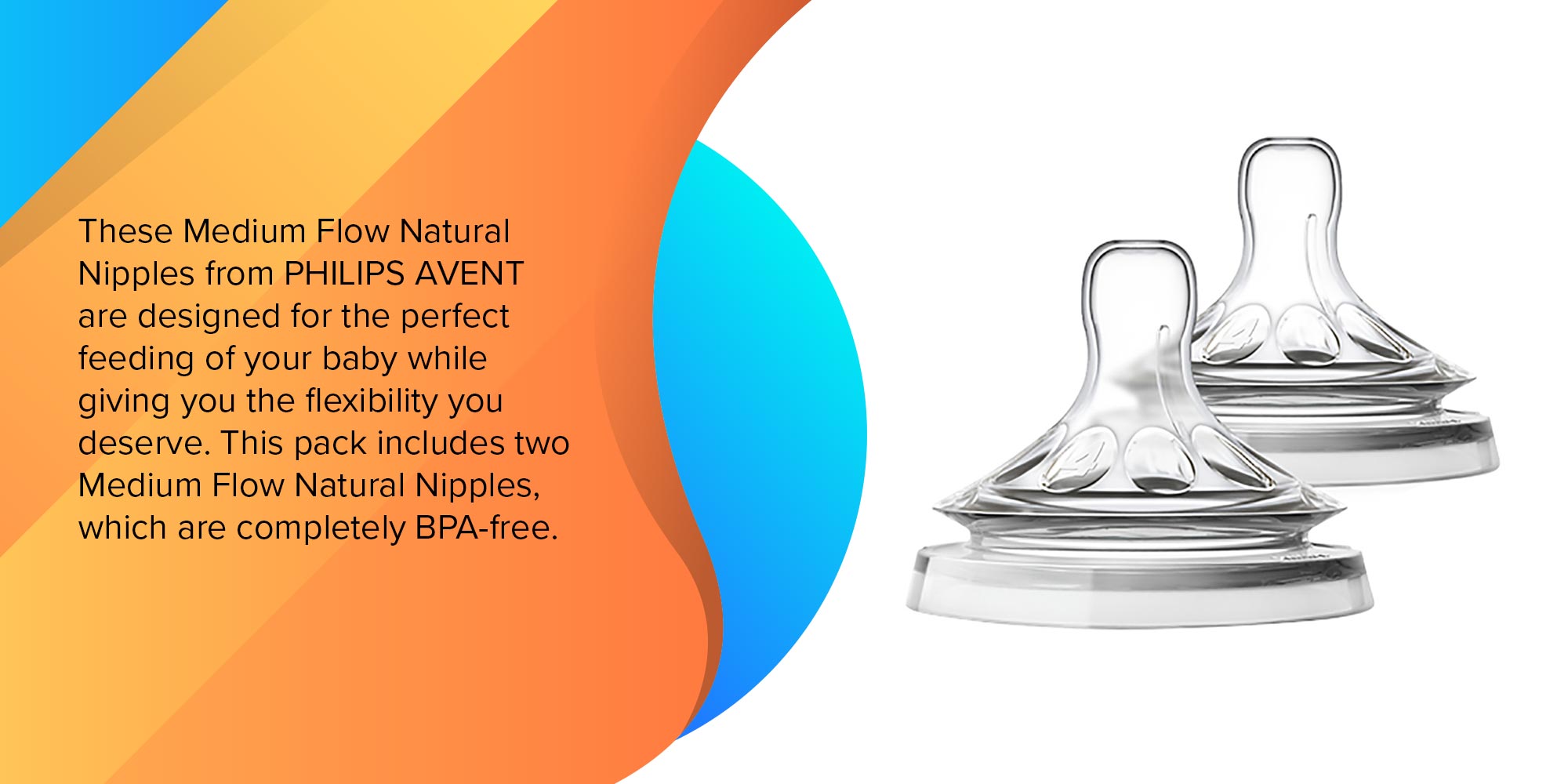 Philips AVENT BPA Free Natural Medium Flow Nipples, 4-Pack
