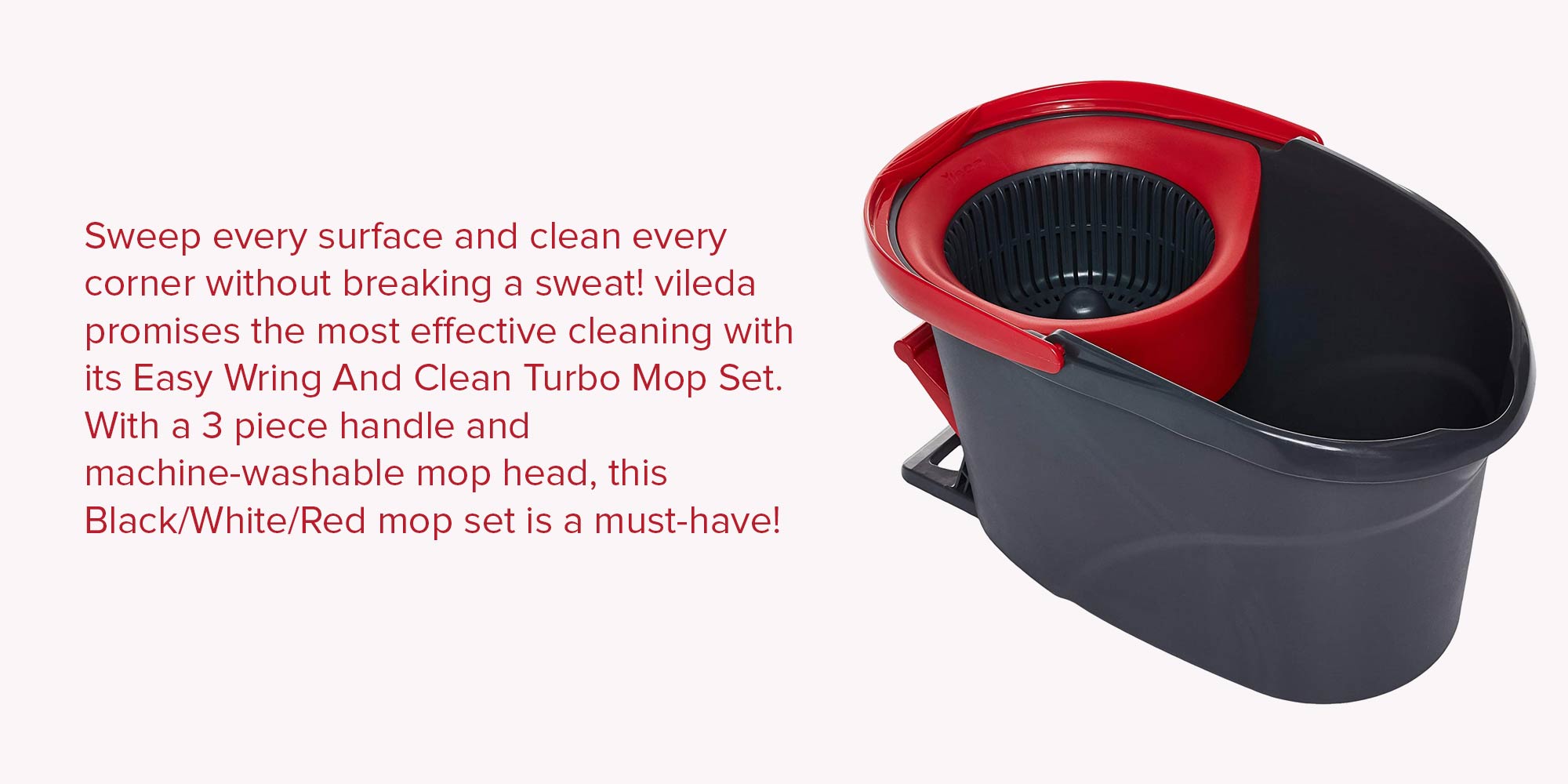 Buy Vileda Easy Wring and Clean Roto Mop, Red/BlackOnline At Price AED 156