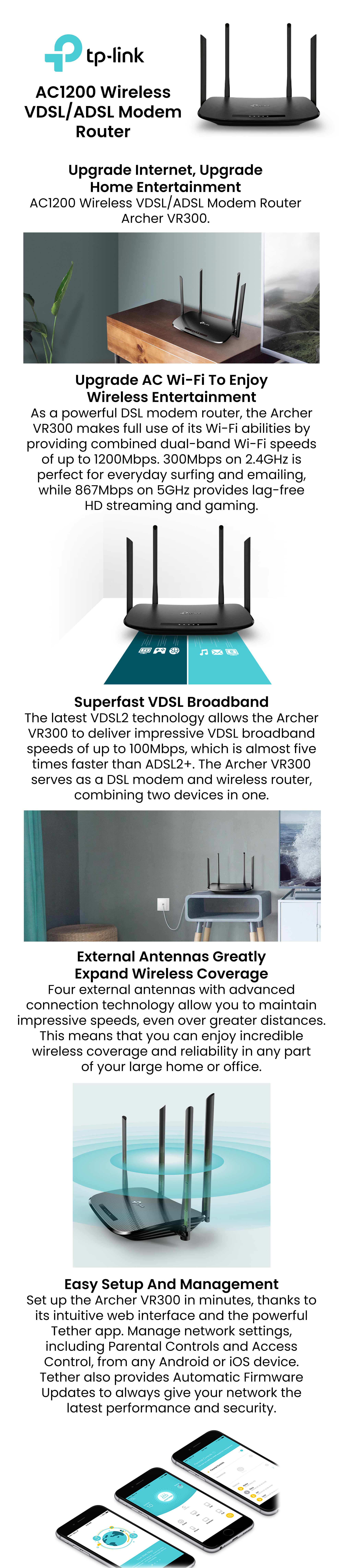 Modem Routeur WiFi AC1200 VDSL/ADSL TP-LINK Archer VR300