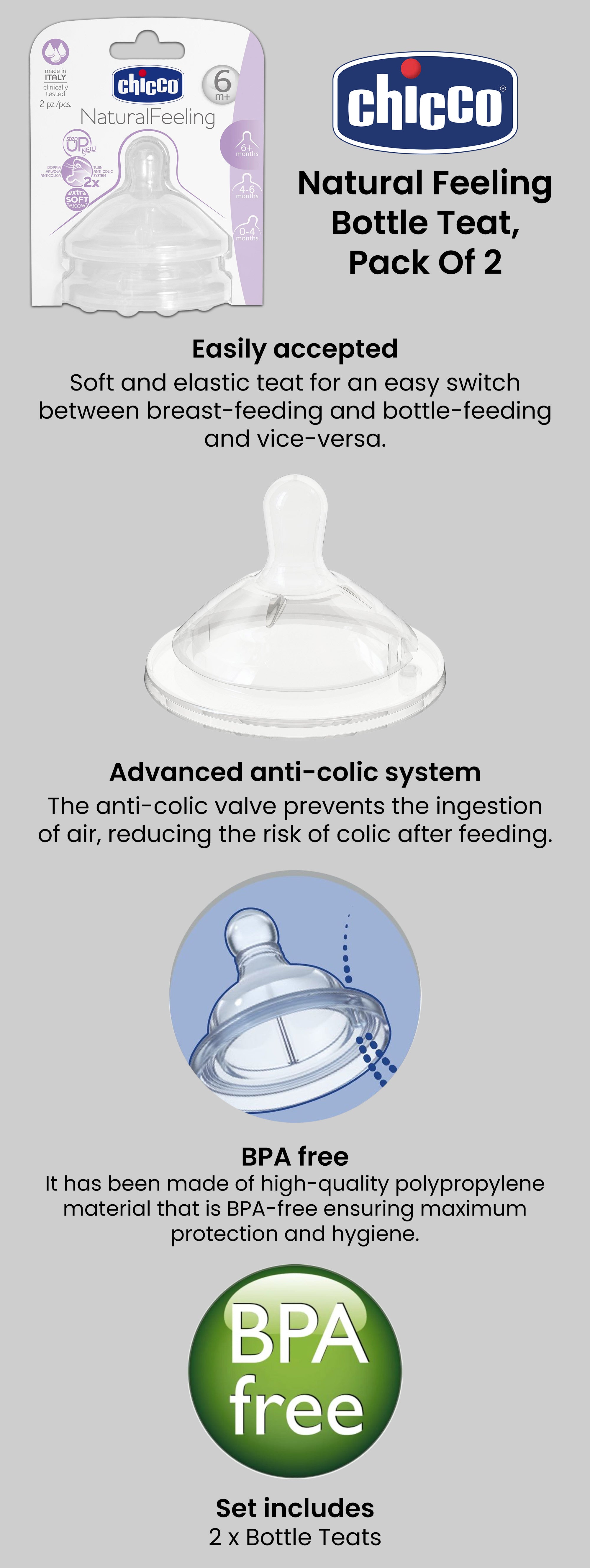 Chicco Natural Feeling Teat 6m+ Food Flow, 2 pieces KSA | Riyadh, Jeddah