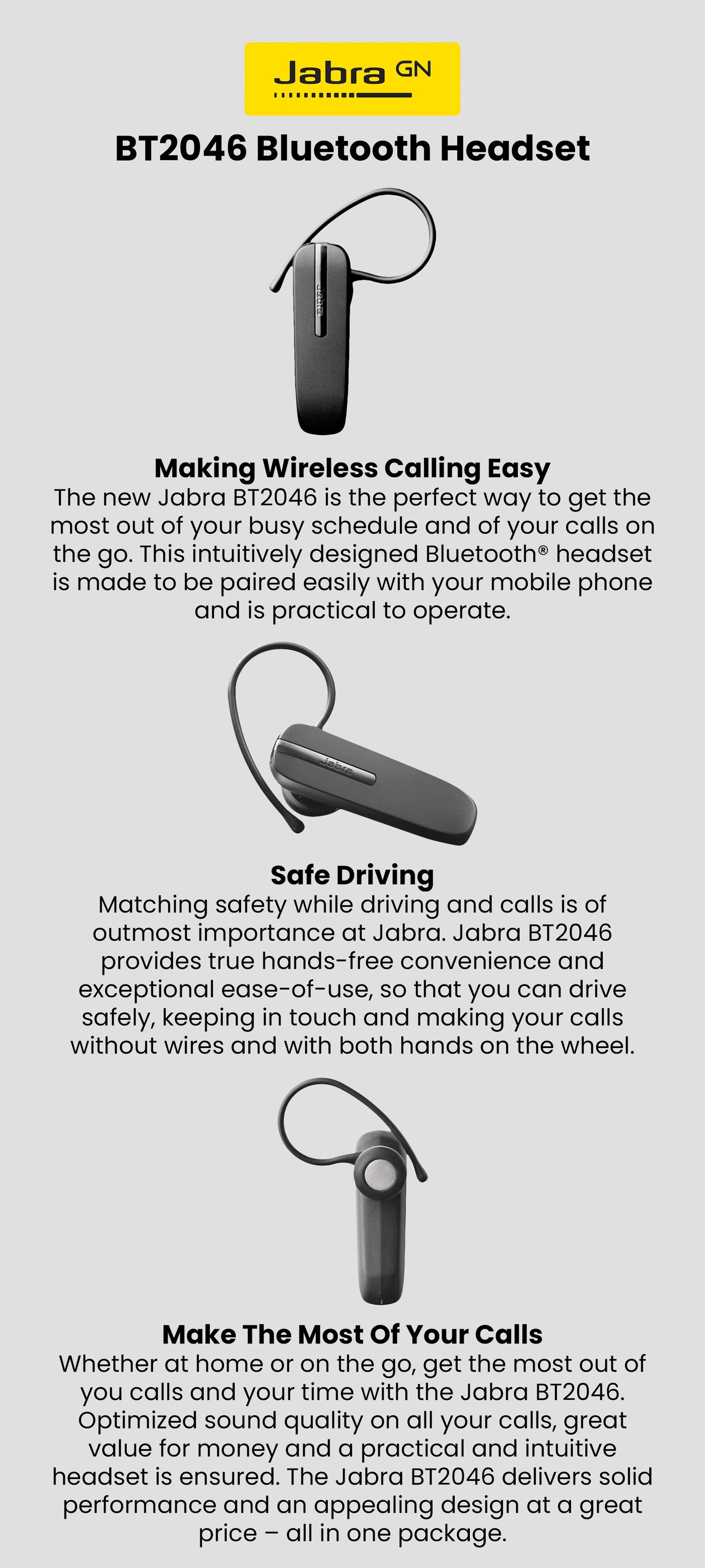 Jabra Jabra Bluetooth Headset Black Bt2046 Black UAE Dubai, Abu Dhabi