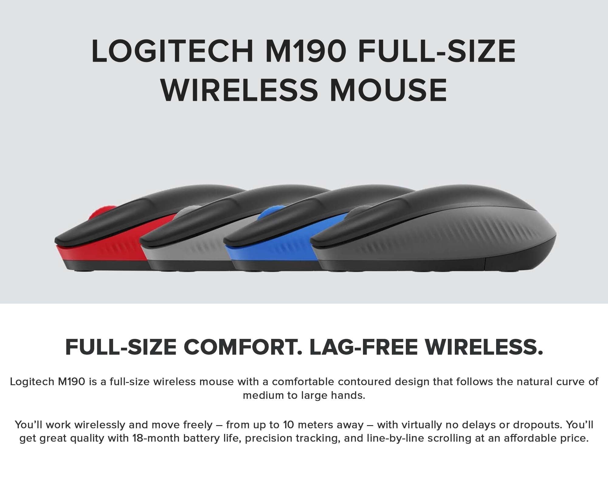 Logitech 910-005906  Logitech M190 Full-Size Wireless Mouse