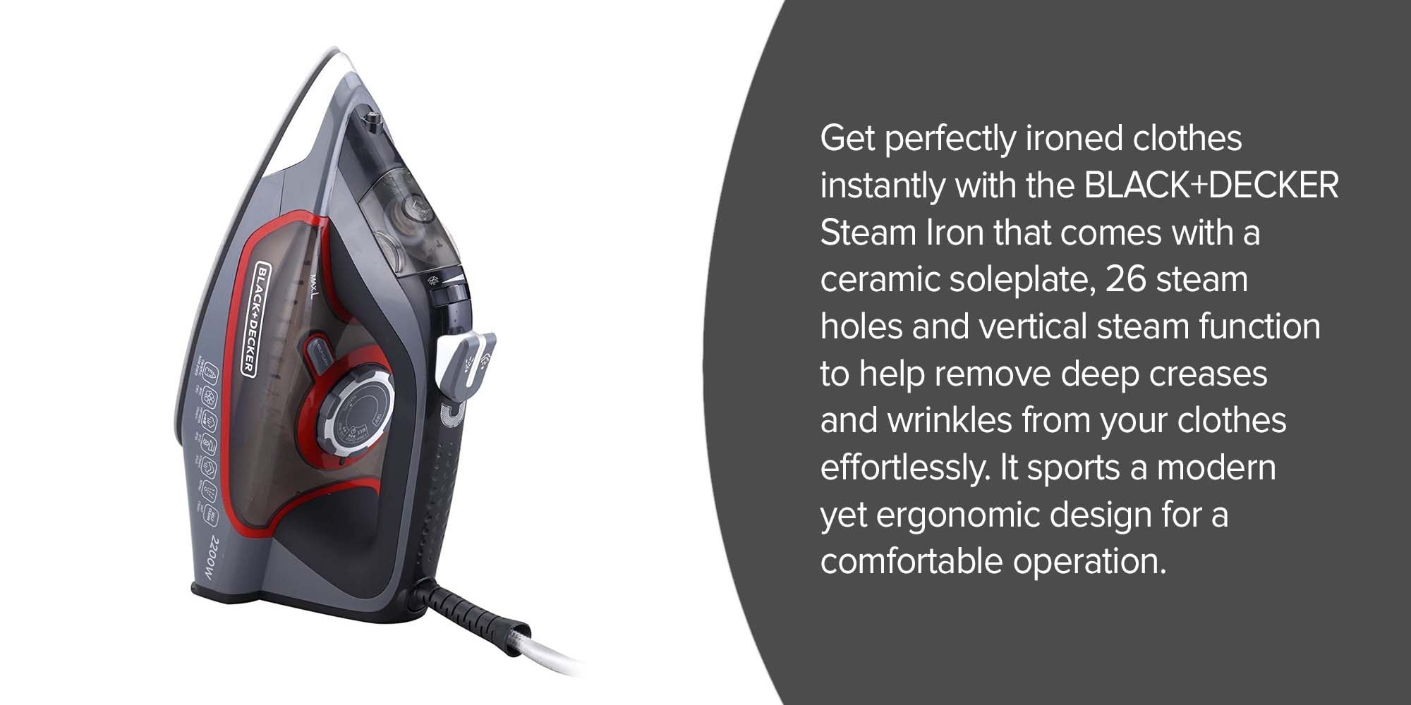 2400W MPP+ Steam Iron with Auto Shutoff and Ceramic Soleplate