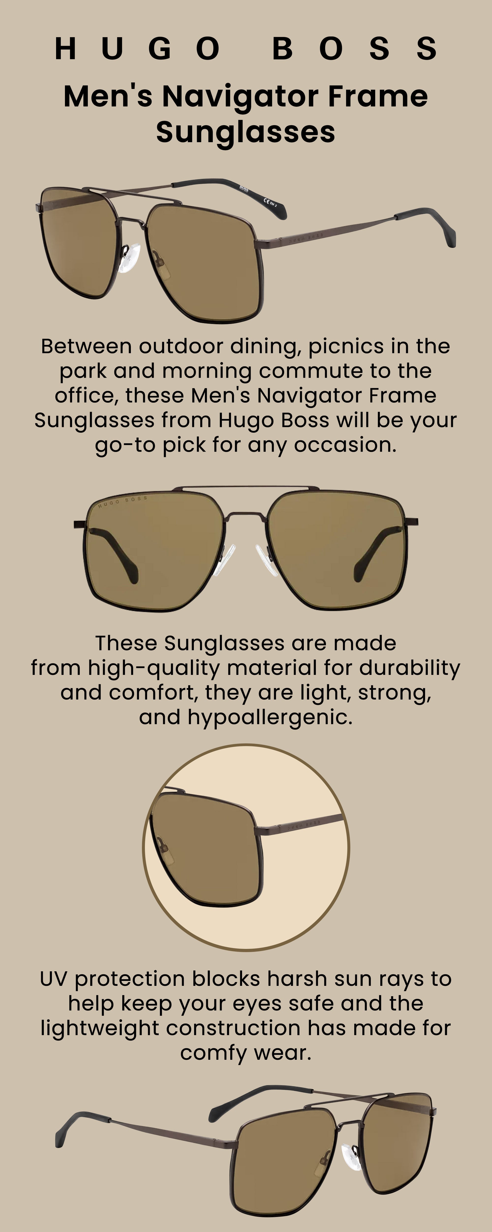 hugo boss navigator sunglasses