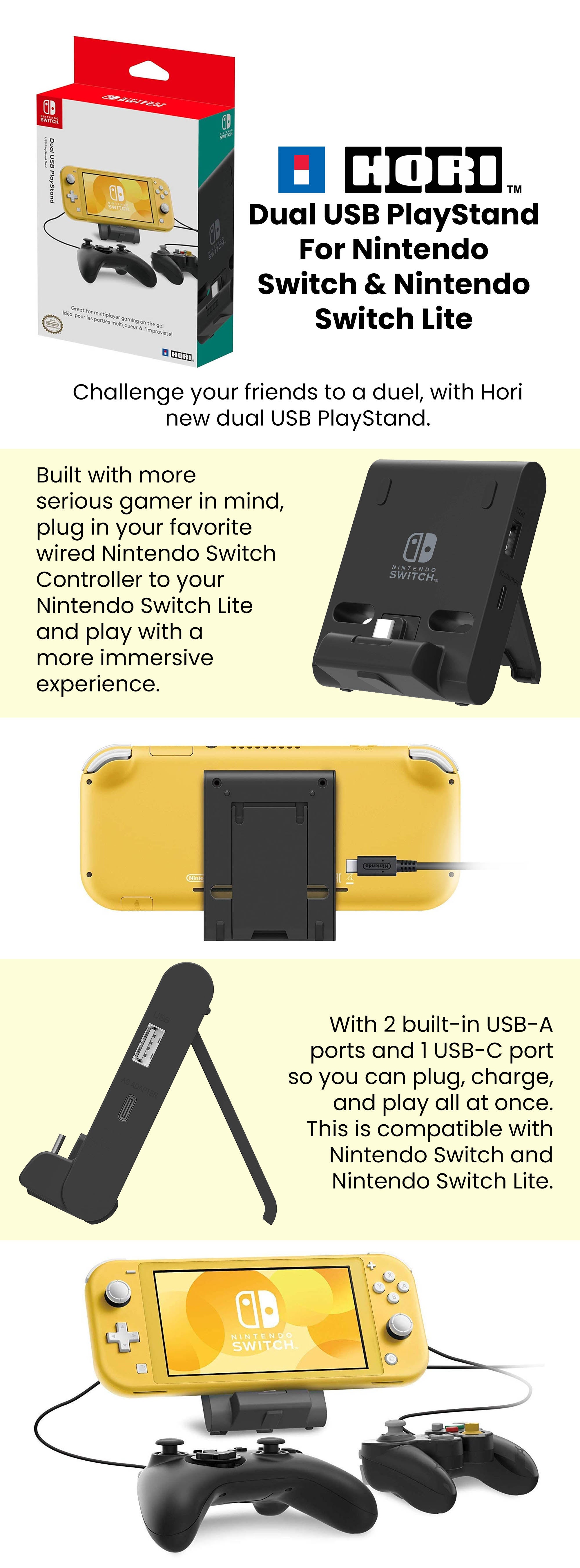 Dual USB PlayStand for Nintendo Switch Lite - HORI USA