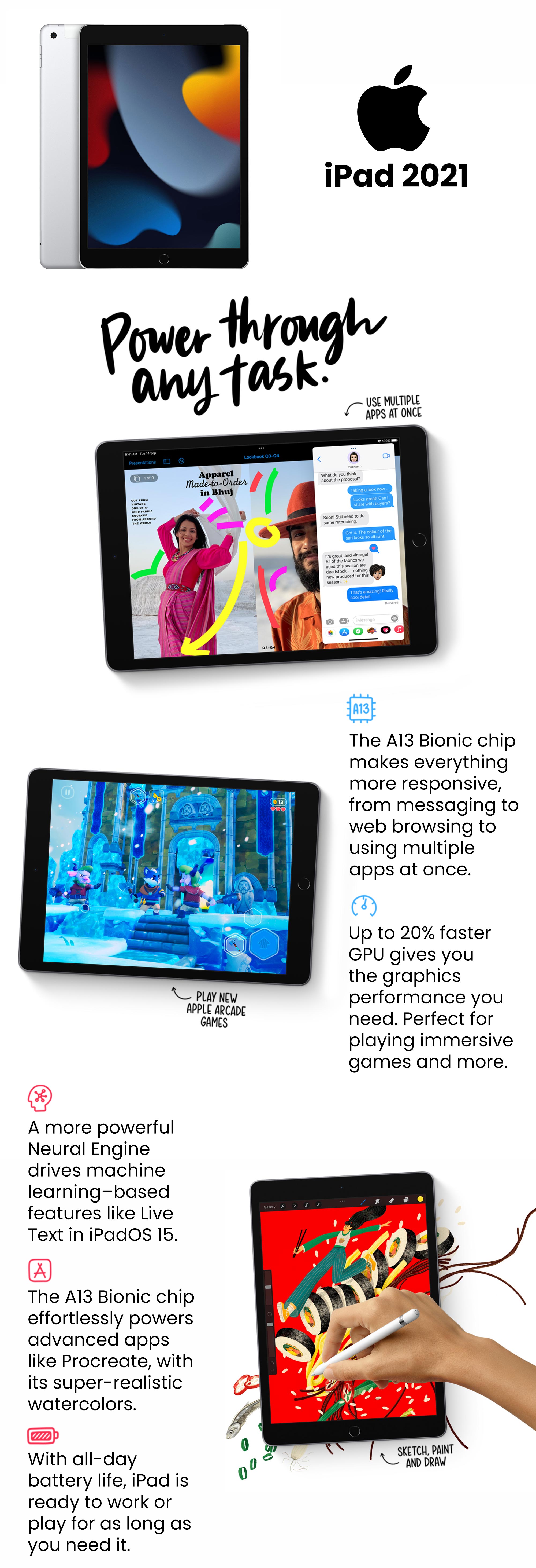  Apple 2021 iPad 9th Gen (10.2 inch, Wi-Fi + Cellular, 64GB)  Space Gray (Renewed Premium) : Electronics