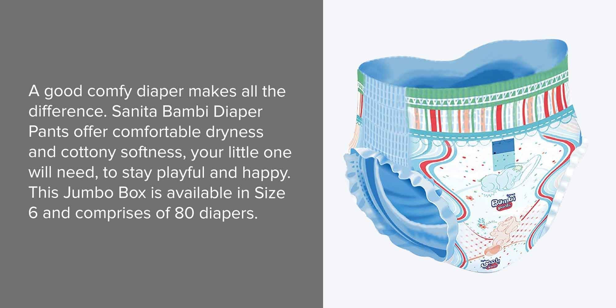 Sanita Bambi Pants, Size 6, XXL, Jumbo Box, 80 Diapers: Buy Online