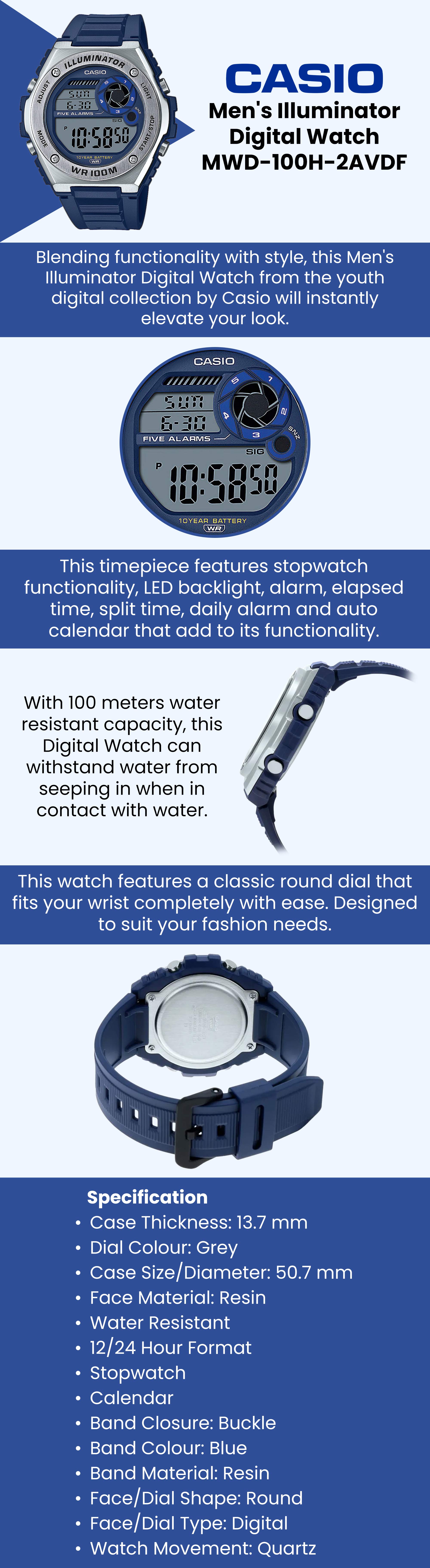 Casio blue cheap illuminator watch