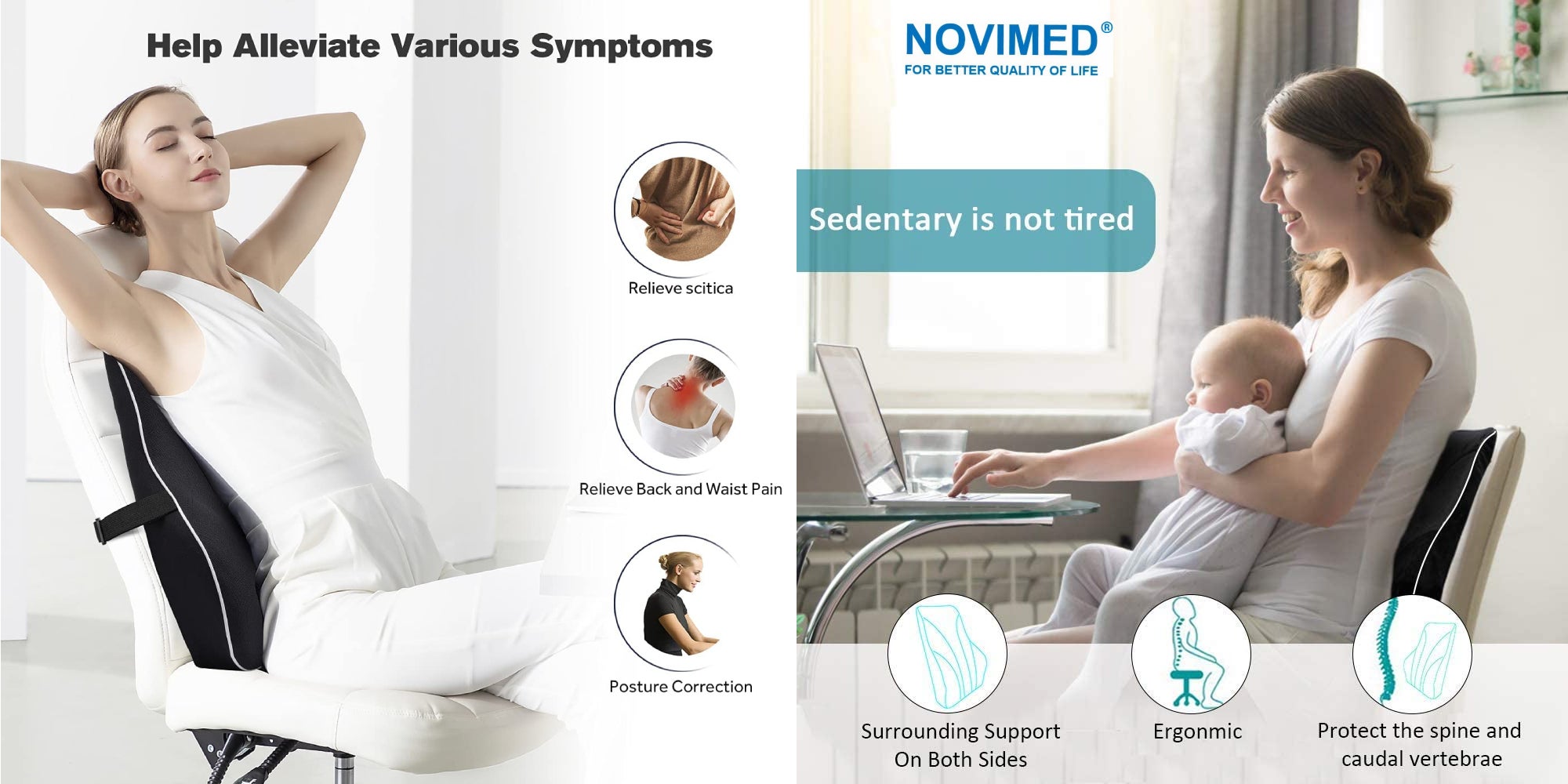 Novimed Medical Orthopedic Lumbar Support Pillow for Lower Back