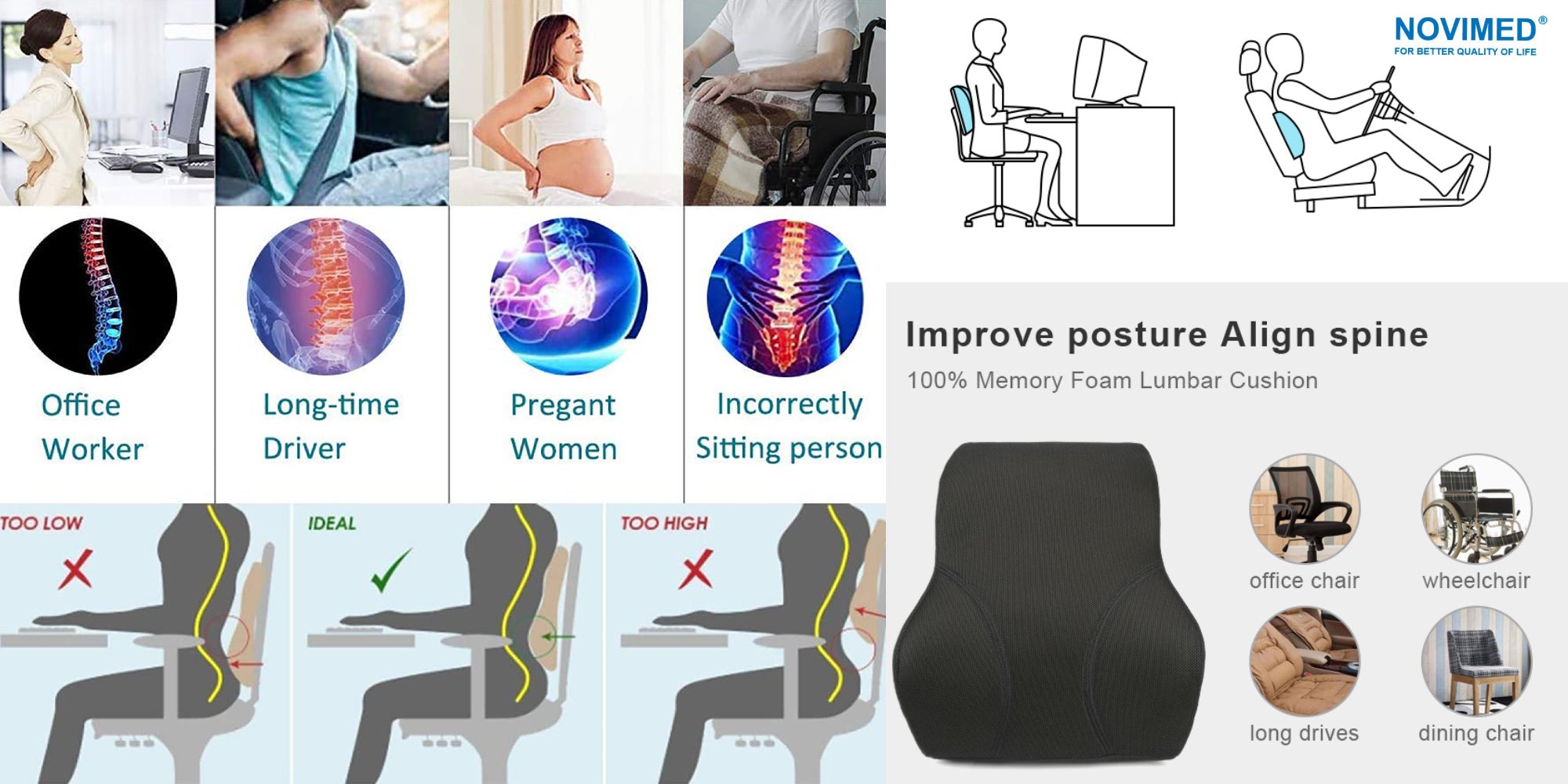 Lumbar back best sale support pillow