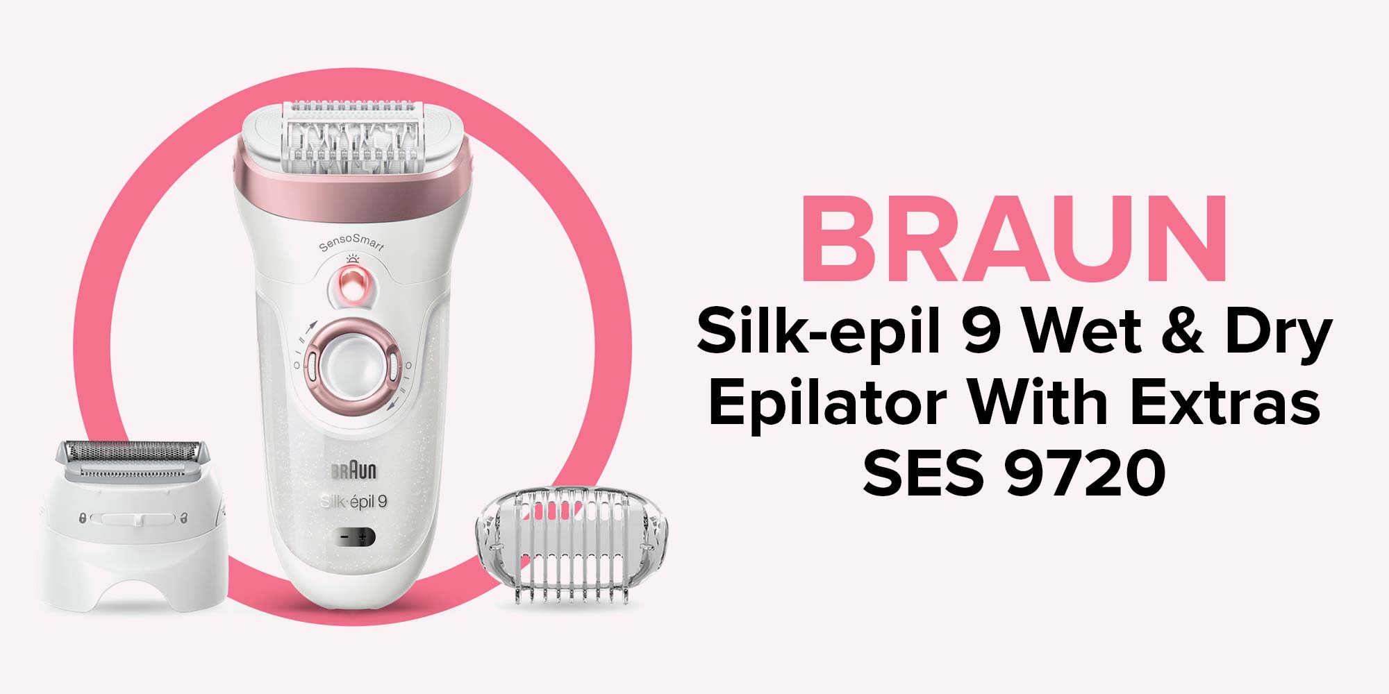 BRAUN Silk-epil 9 SES 9720 Wet & Dry Epilator With Extras White 26x7x19.7cm  KSA