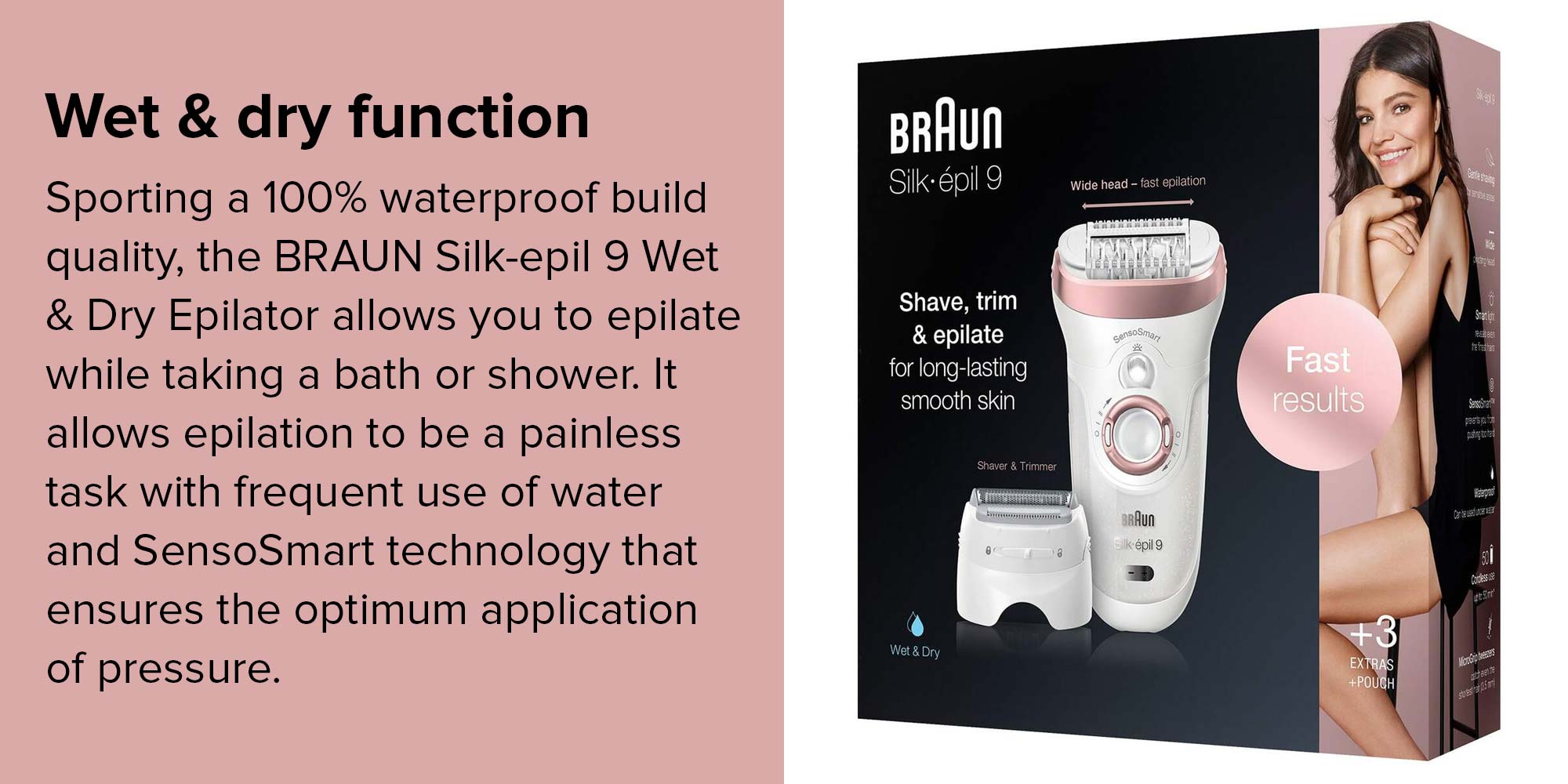 BRAUN Silk-epil 9 SES 9720 Wet & Dry Epilator With Extras White 26x7x19.7cm  KSA
