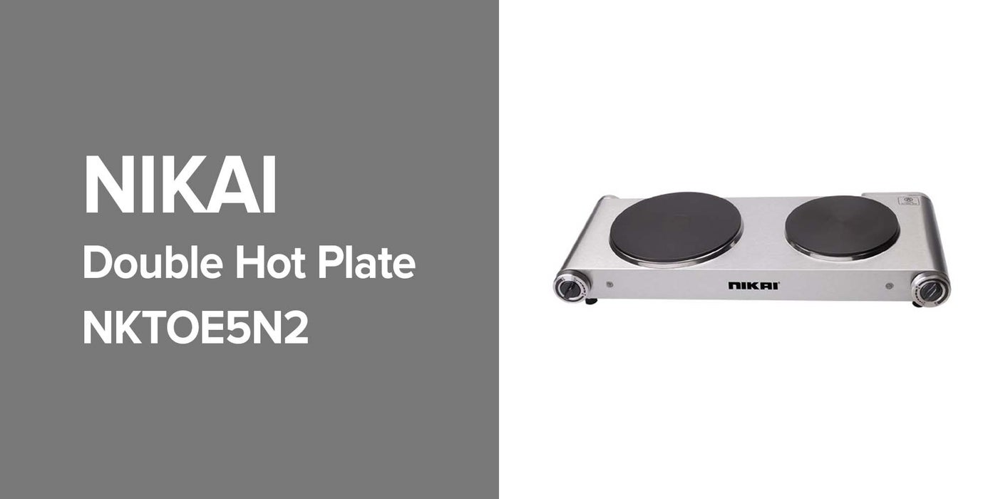 NIKAI Double Hot Plate Twin Cooktop, Adjustable Thermostat, Overheat Protection, Die Cast Iron
