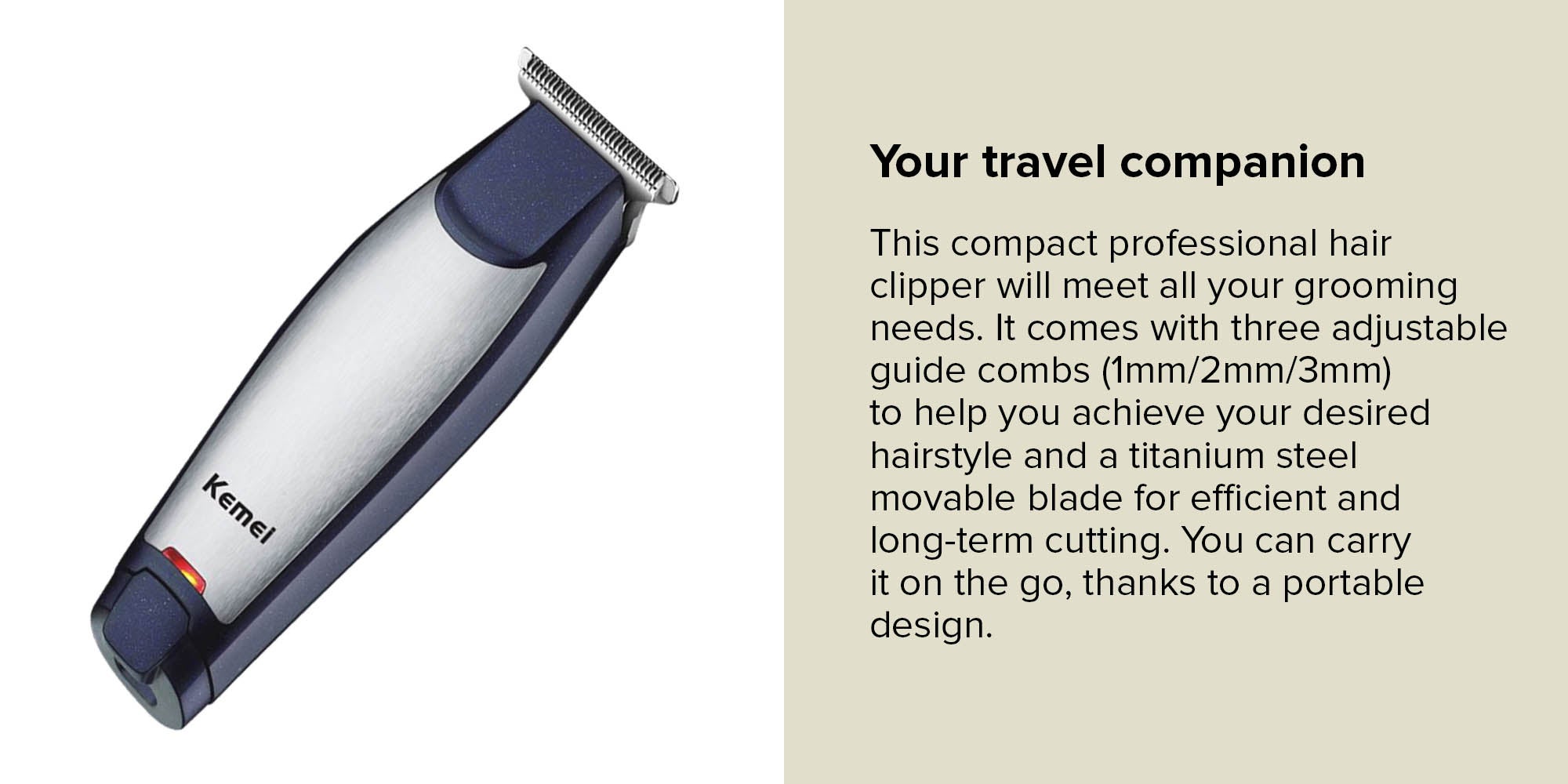 Get Kemei KM-5021 Hair Trimmer, 8 Pieces - Navy with best offers