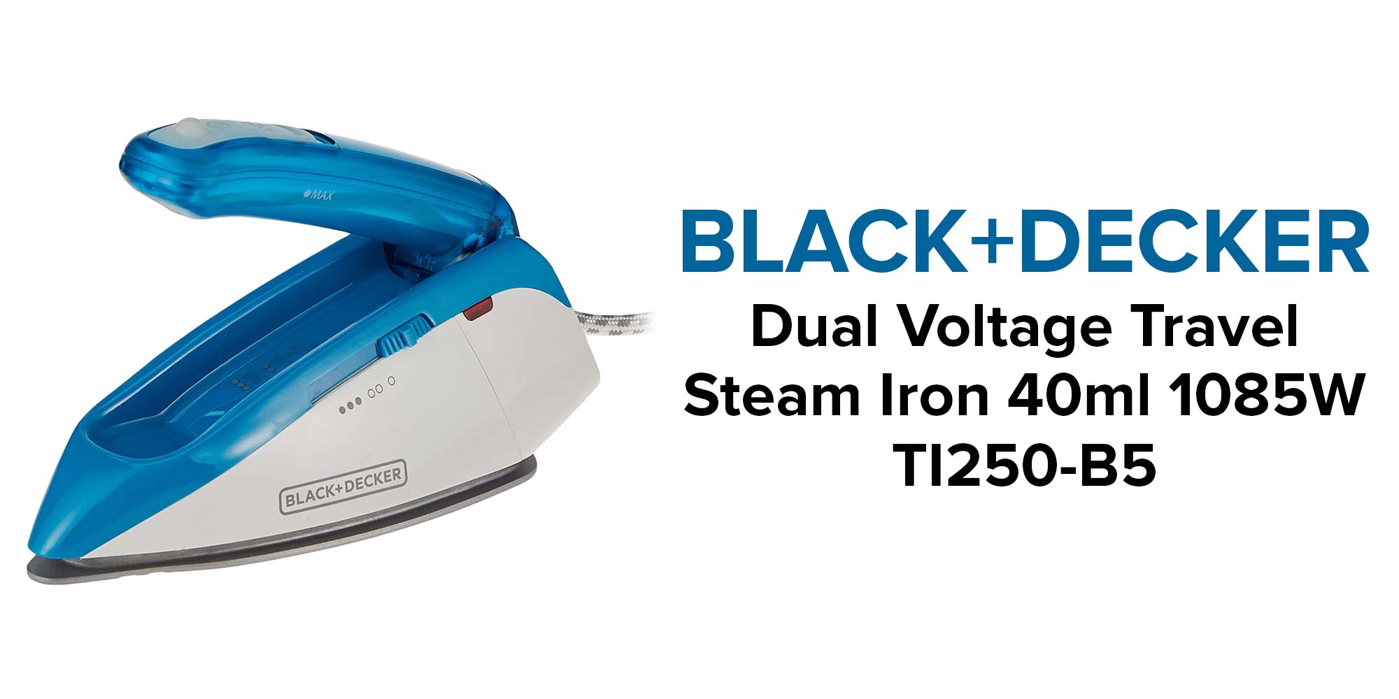 BLACK DECKER Dual Voltage Travel Steam Iron 40.0 ml 1085.0 W TI250