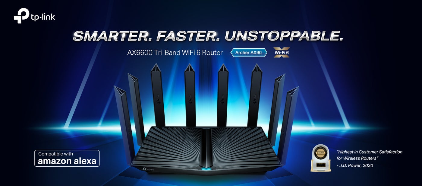 TP-LINK 1500.0 mAh Archer AX90 AX6600 Tri-Band WiFi 6 Router, Powerful ...