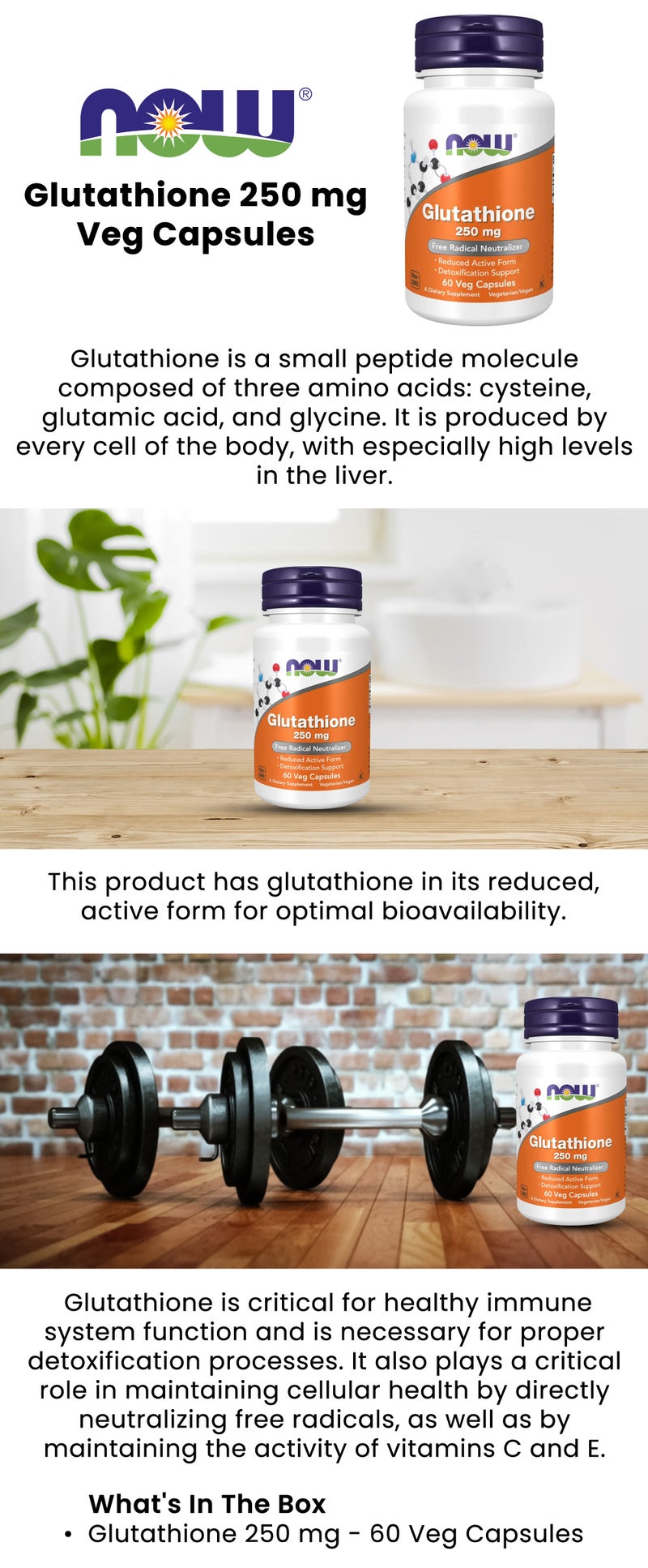 Now Foods Glutathione Detixification Support 250 mg - 60 Veg Capsules | Best Price Bahrain