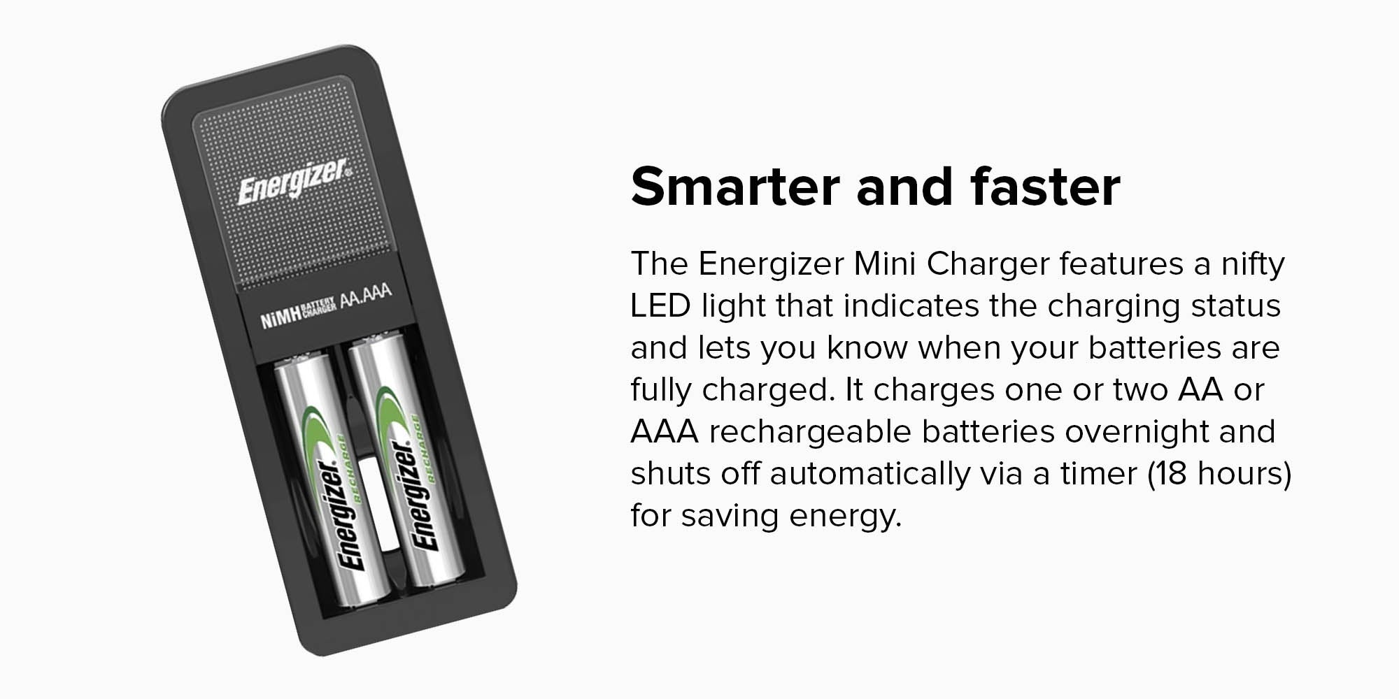 Shop Energizer ACCU Rechargeable Mini Charger With Batteries Black/Silver  online in Dubai, Abu Dhabi and all UAE