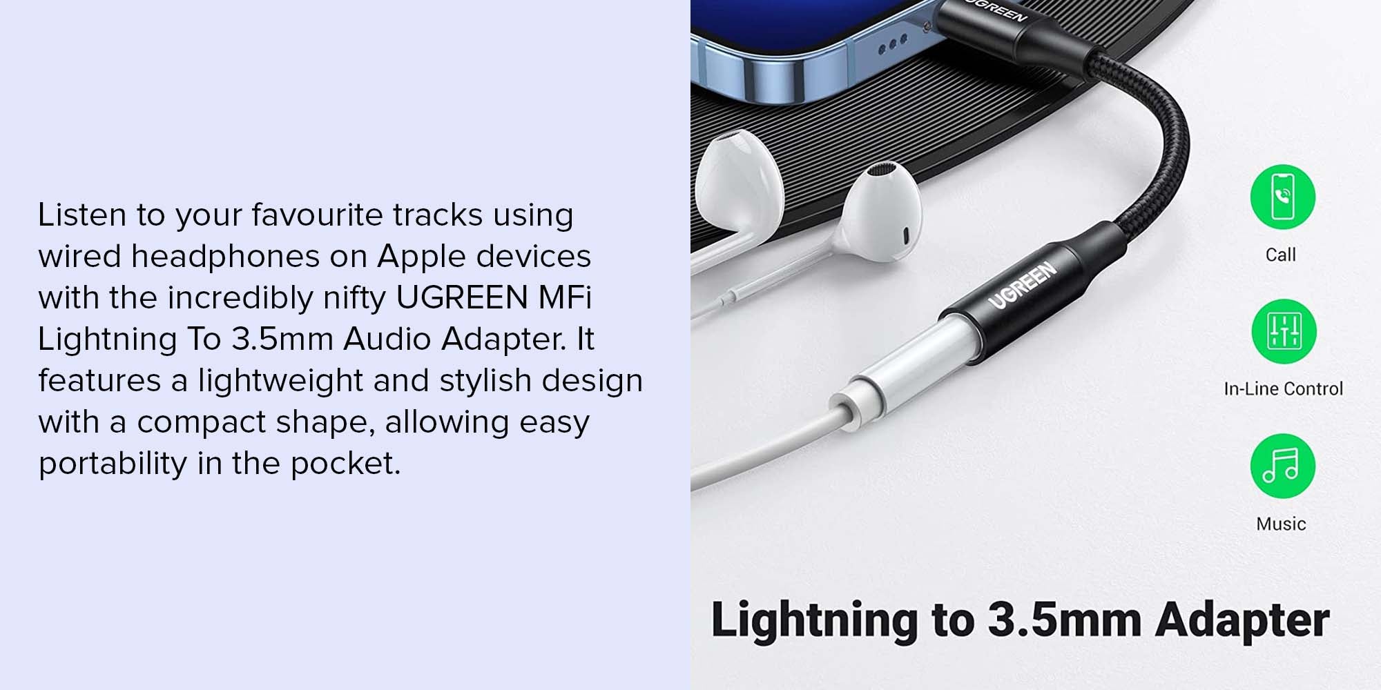 UGREEN Lightning to 3.5mm Headphone Jack Adapter