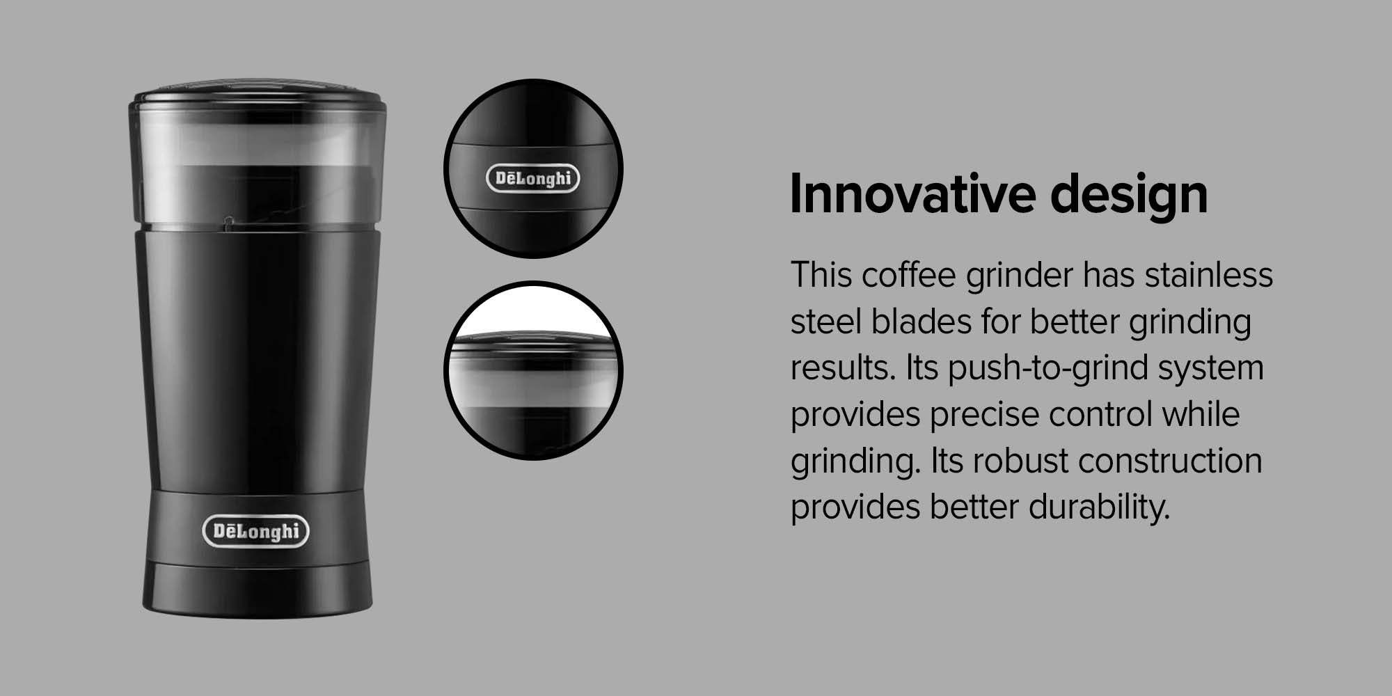 De'Longhi KG200 Coffee Bean Grinder - Black