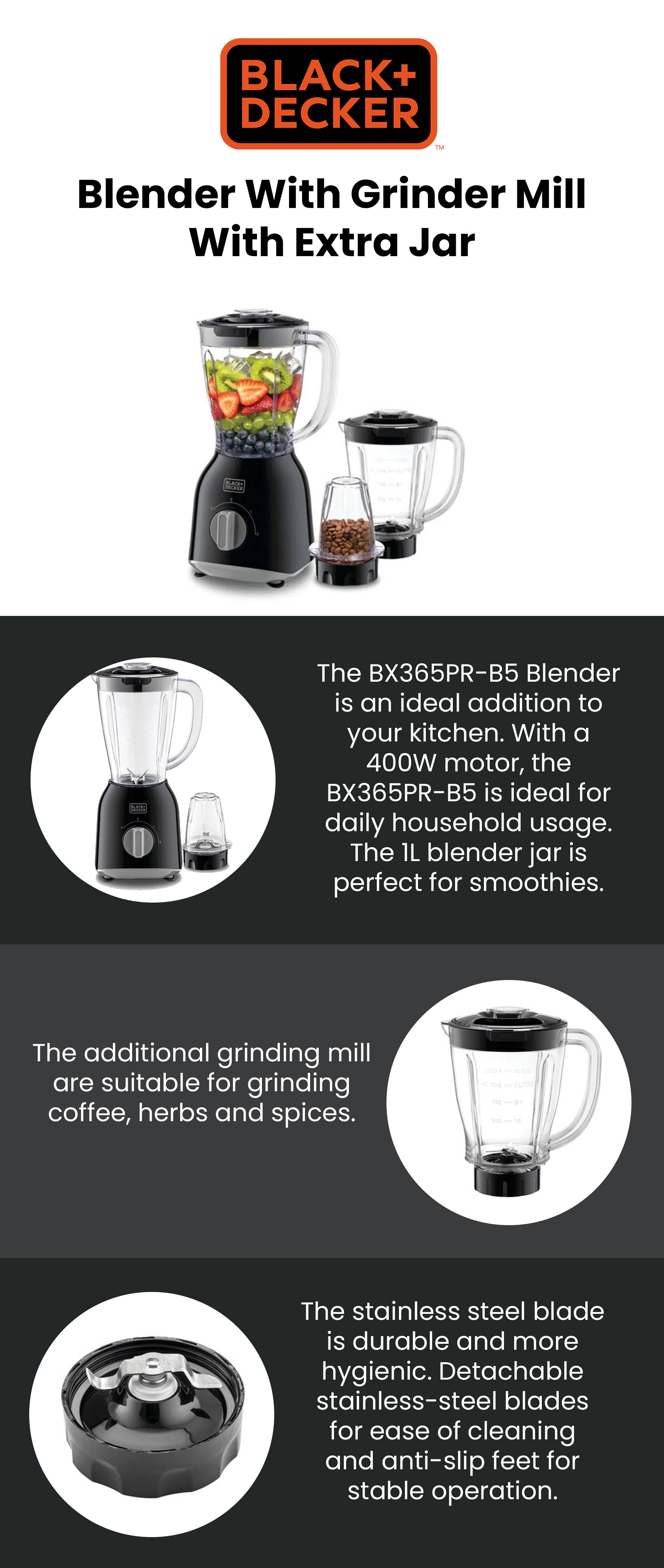 Black+Decker BX365PR-B5 | Blender Grinder