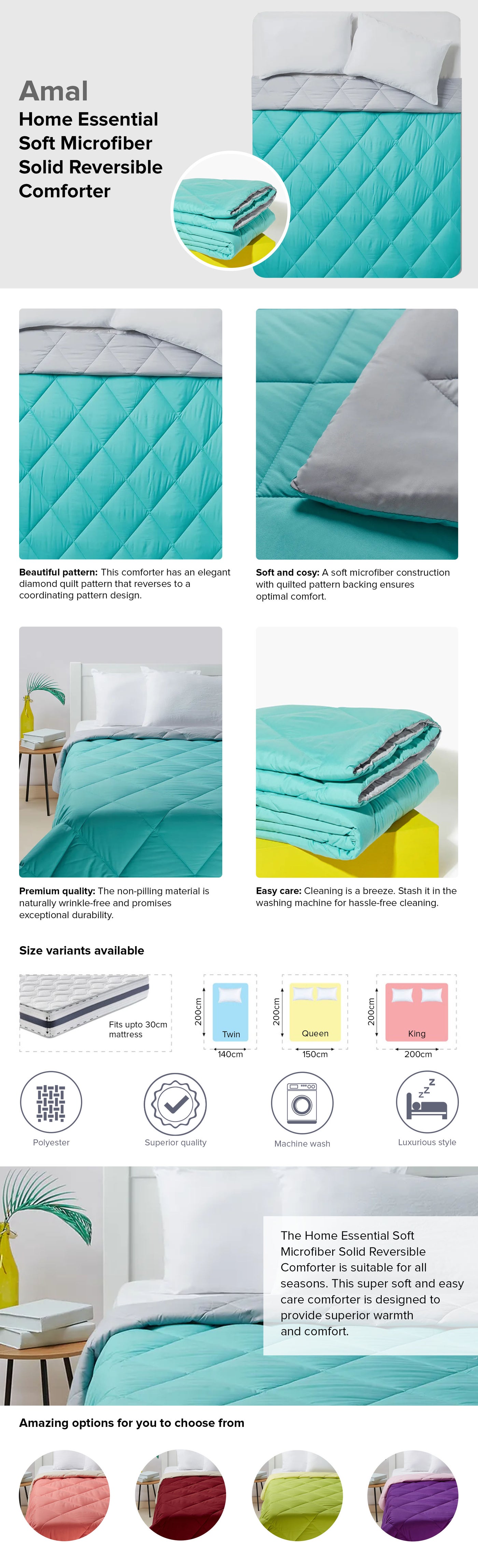 Amal Comforter King Size All Season Everyday Use Bedding Set Extra Soft