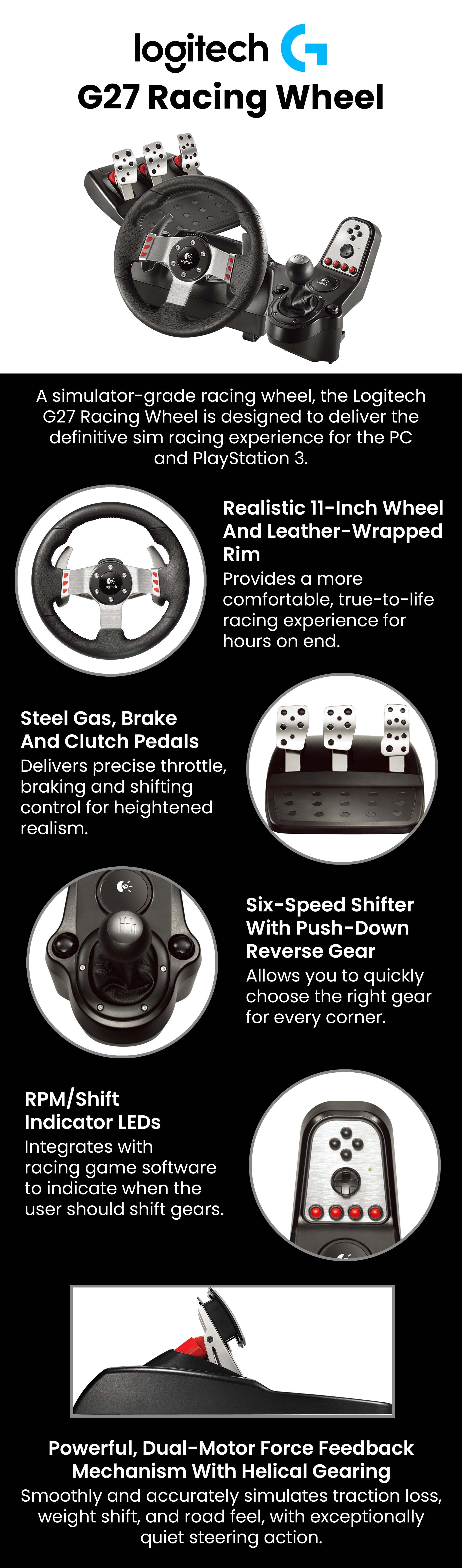 Logitech G27 Force Feedback Wheel, shifter and pedals