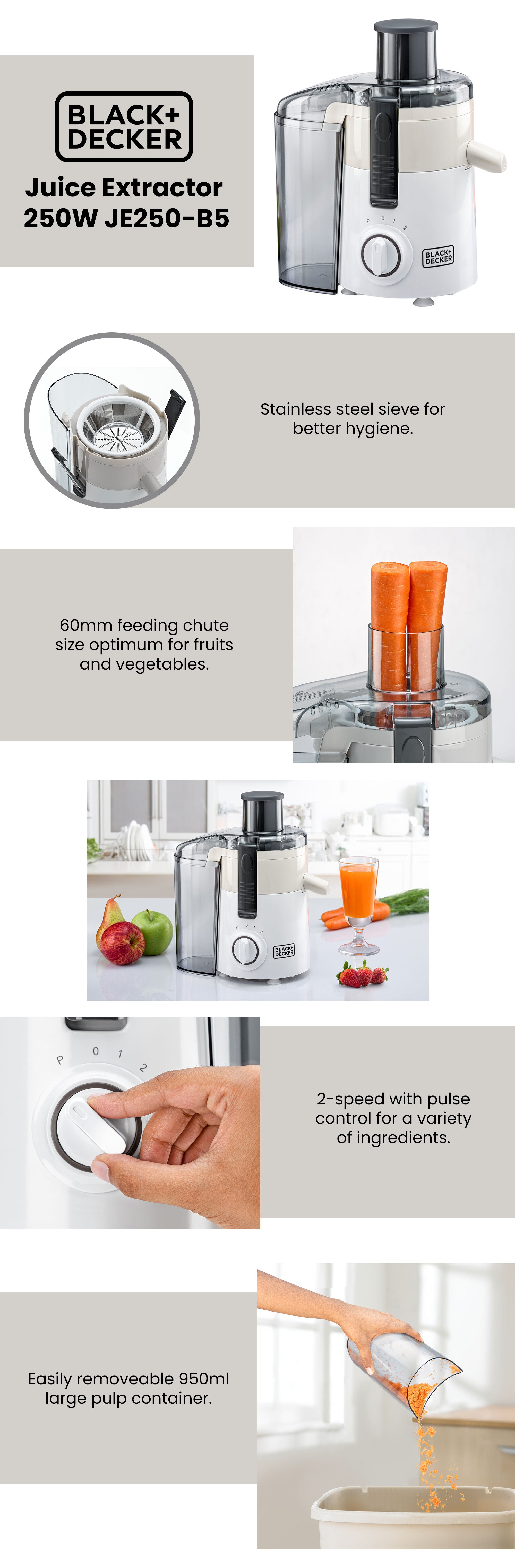 BLACK DECKER Juice Extractor with Large Feeding Chute 950.0 ml