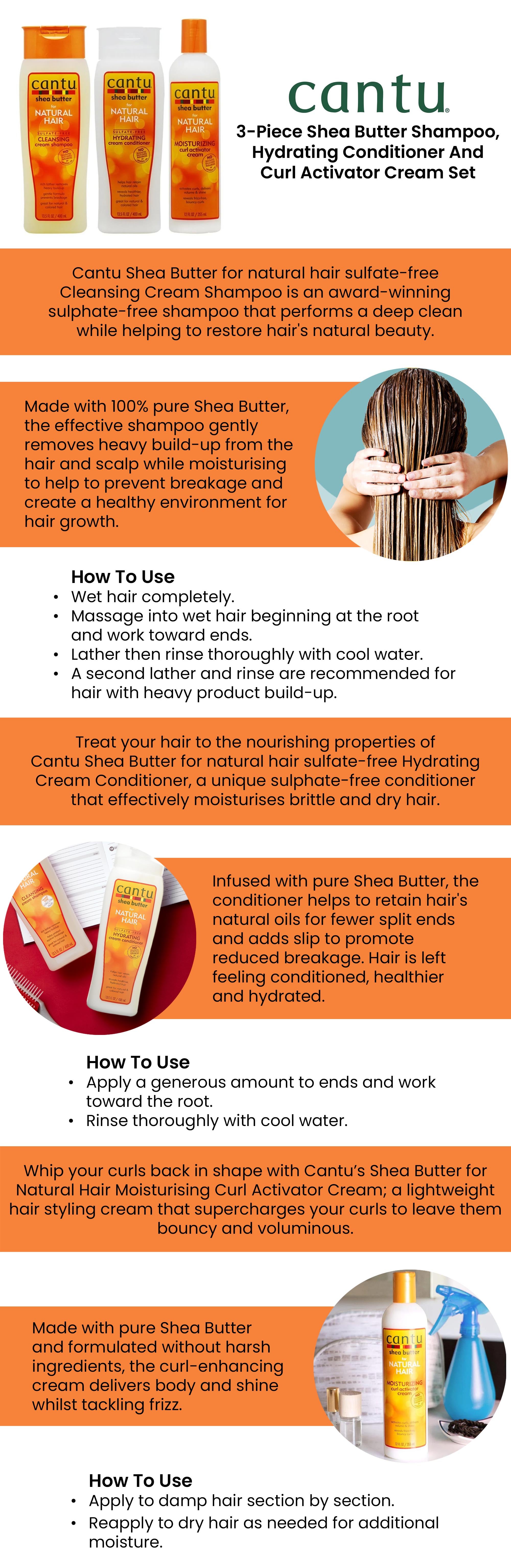 Cantu 3 Piece Shea Butter Shampoo Hydrating Conditioner And Curl